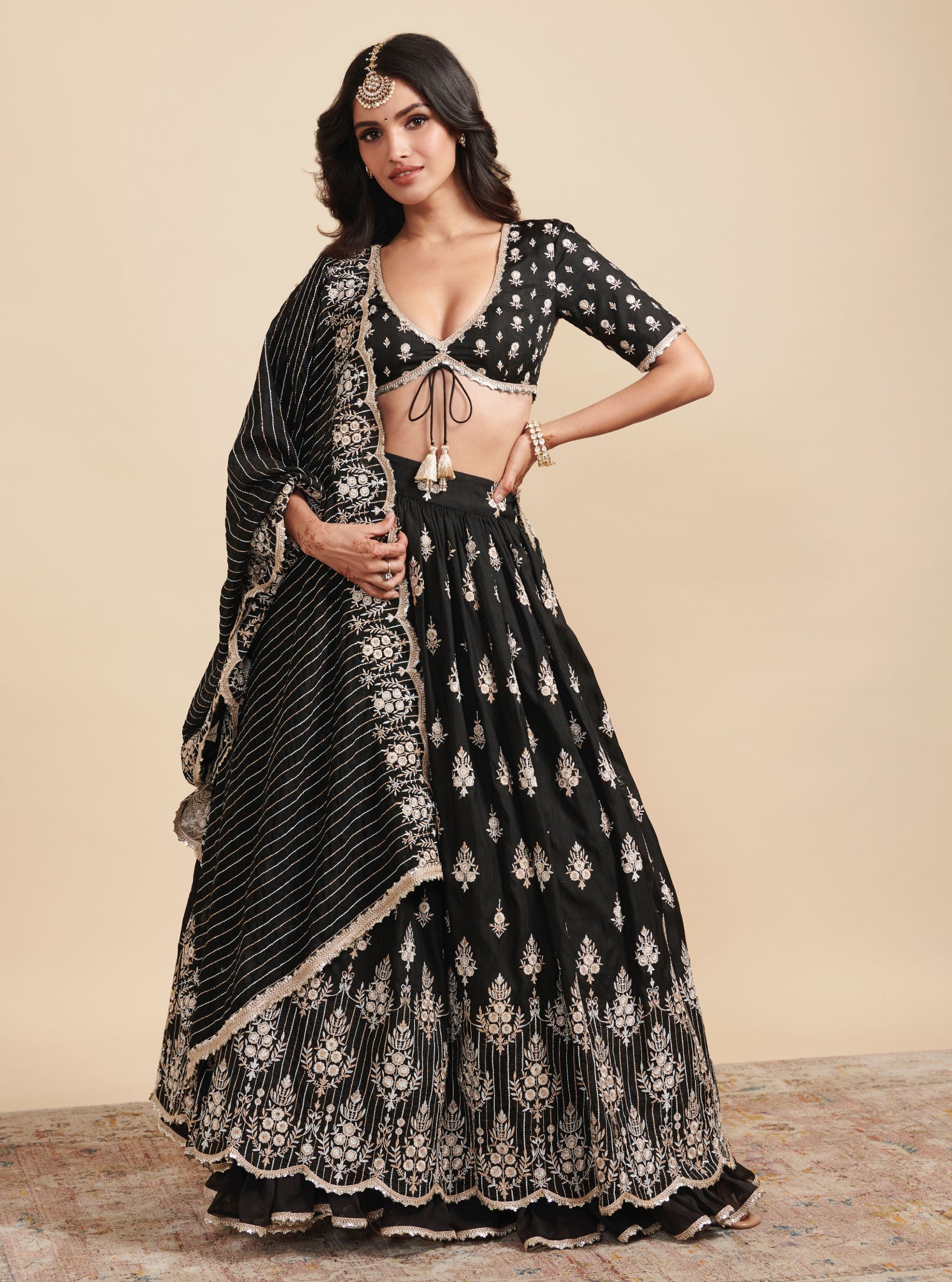Mulmul Bahaara Black Dupatta