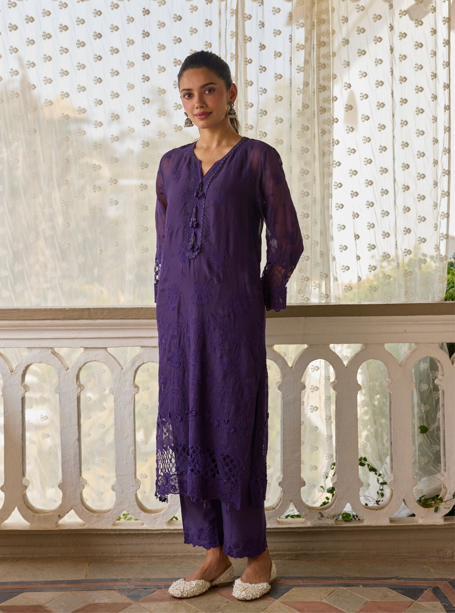 Ina Organza Purple Kurta Set