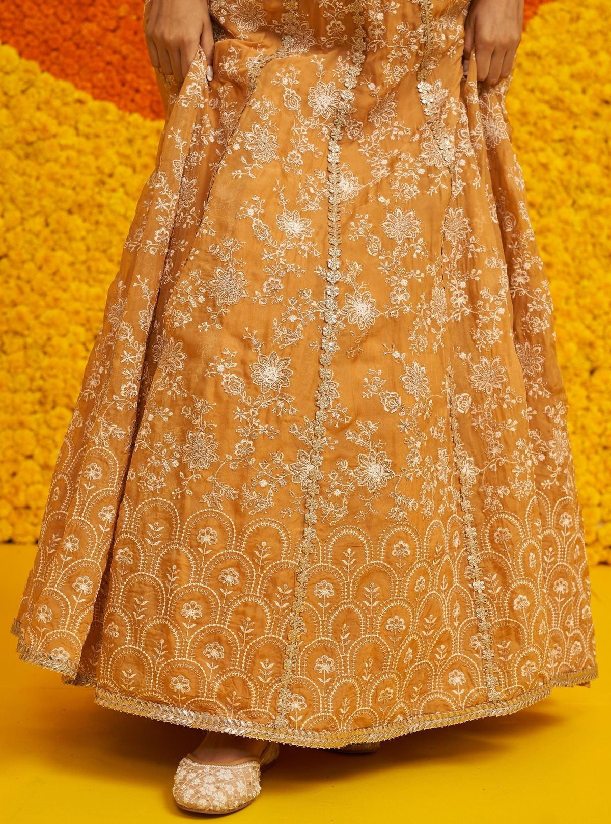 Saiyaara Organza Mustard Lehenga