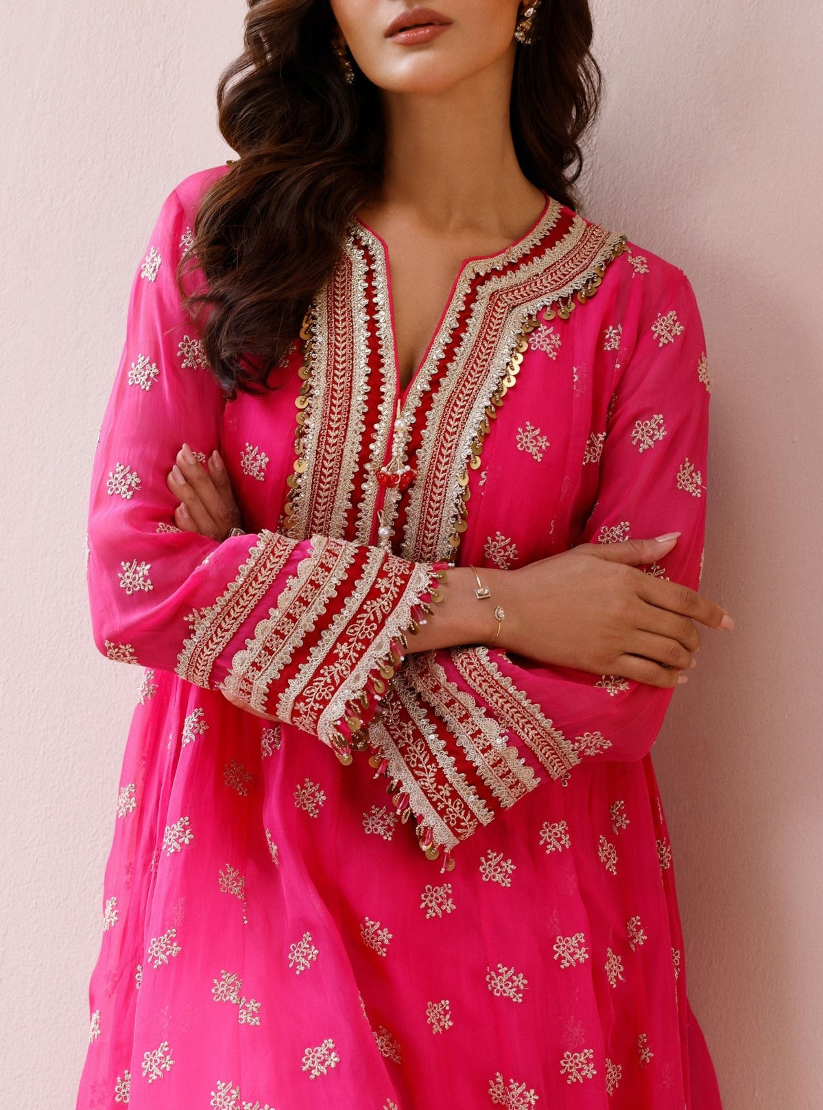 Ivana Organza Fuchsia Anarkali Kurta Set