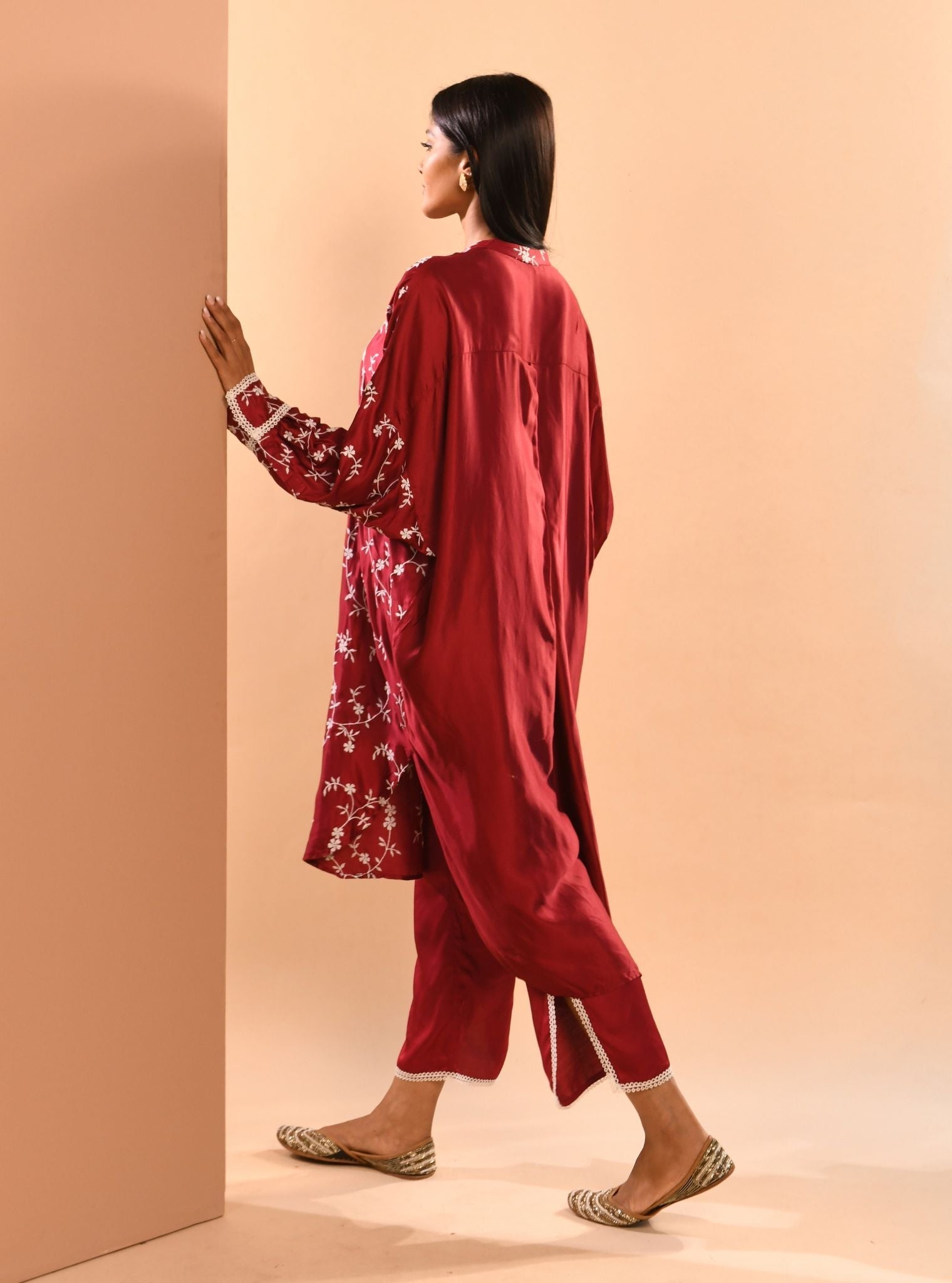 Mulmul Cupro Pheme Wine Pant