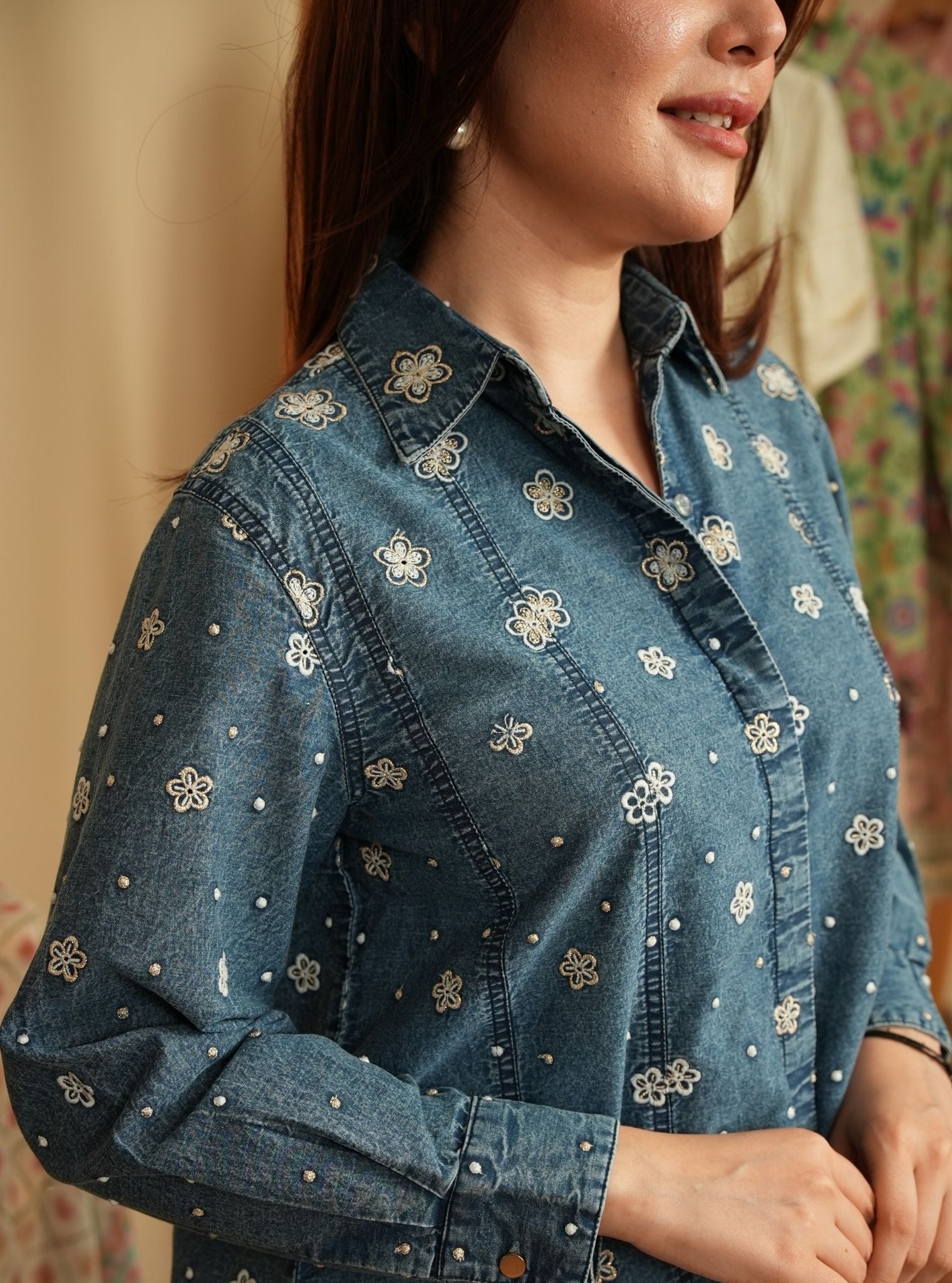 Mulmul Denim Winslet Shirt With Mulmul Denim Winslet Pant