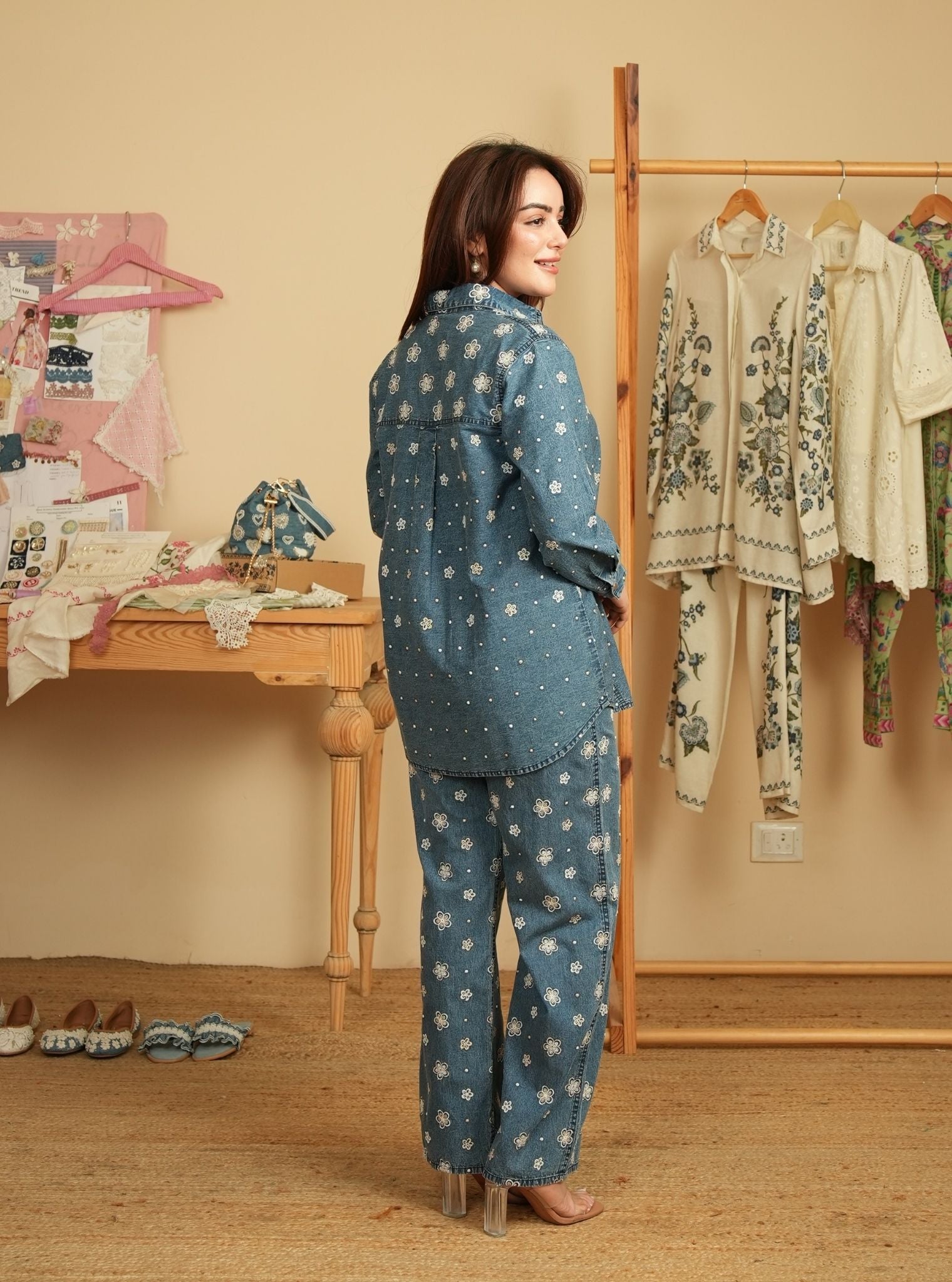 Mulmul Denim Winslet Shirt With Mulmul Denim Winslet Pant