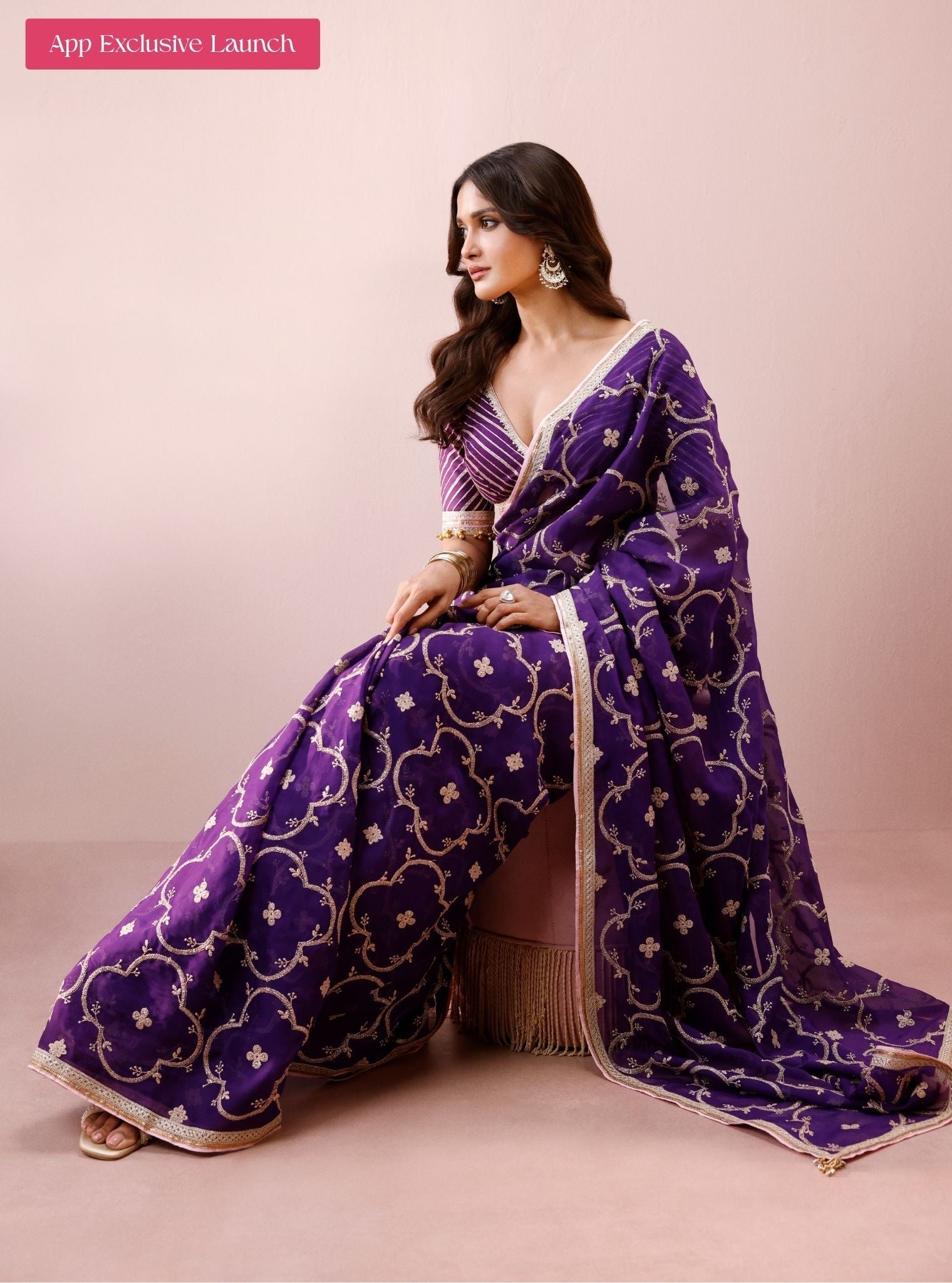 Eshna Organza Purple Saree