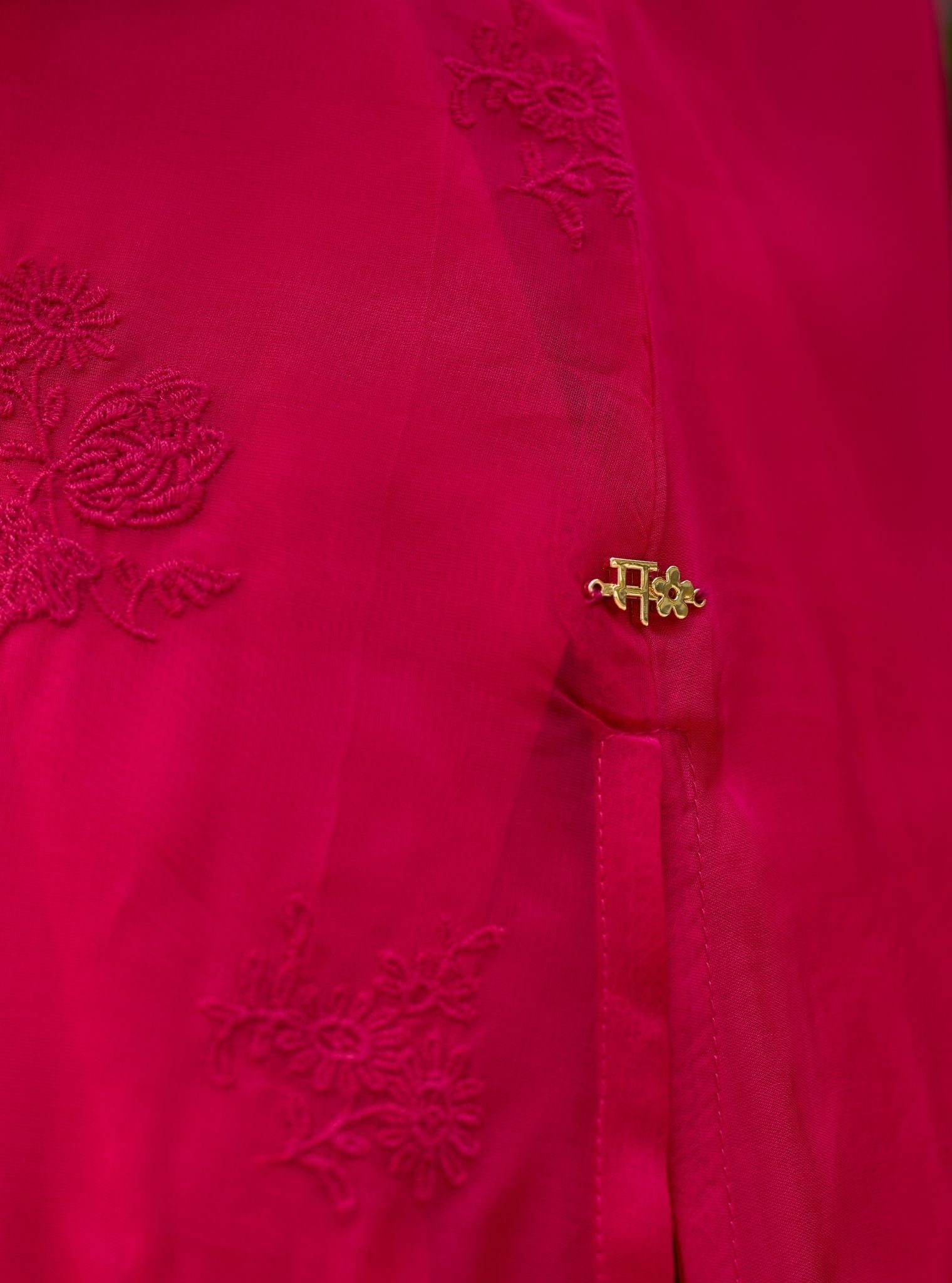 Tiki Organza Fuchsia Kurta Set