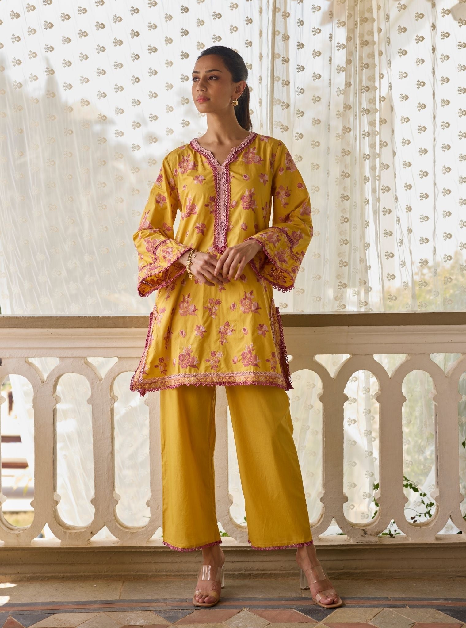 Aarshika Supima Cotton Yellow Kurta Set