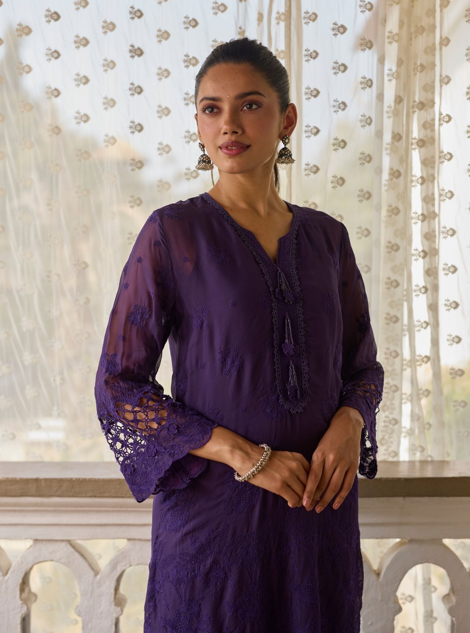 Ina Organza Purple Kurta Set