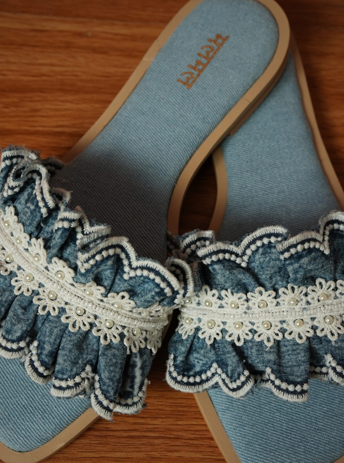 Margaret Denim Strap Flat