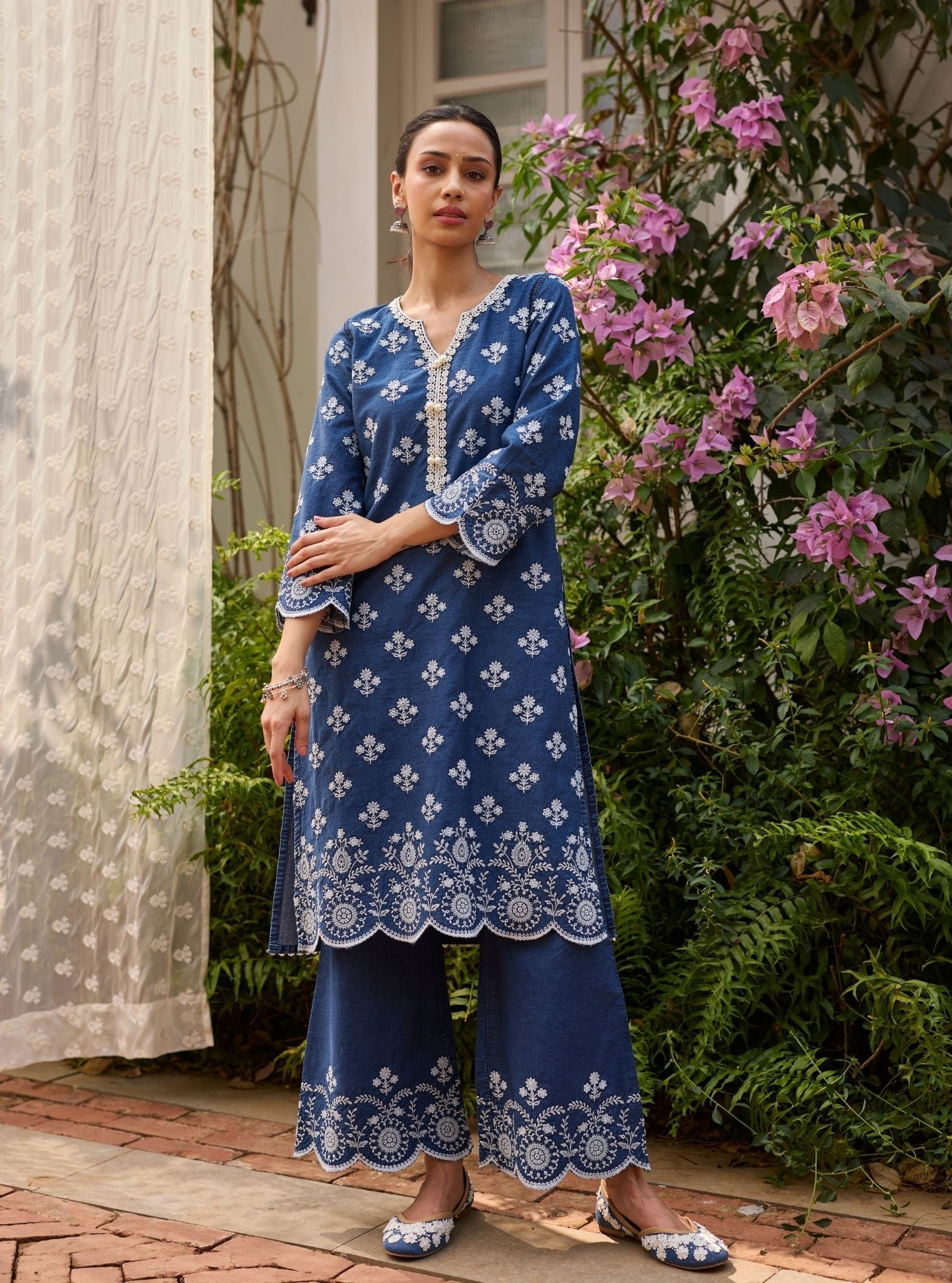 Bhairavi Denim Navy Kurta Set