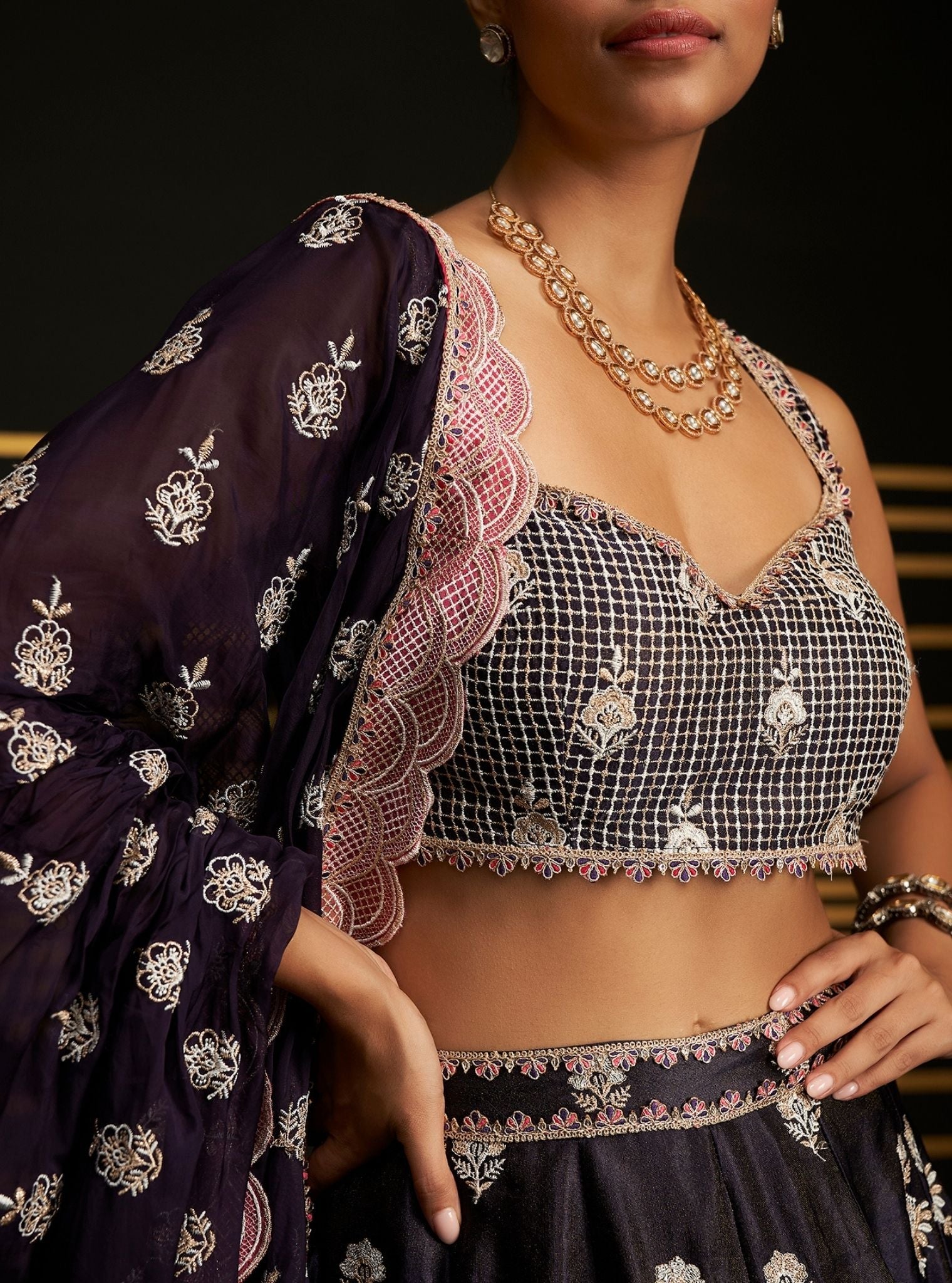Mulmul Organza Sathi Purple Dupatta