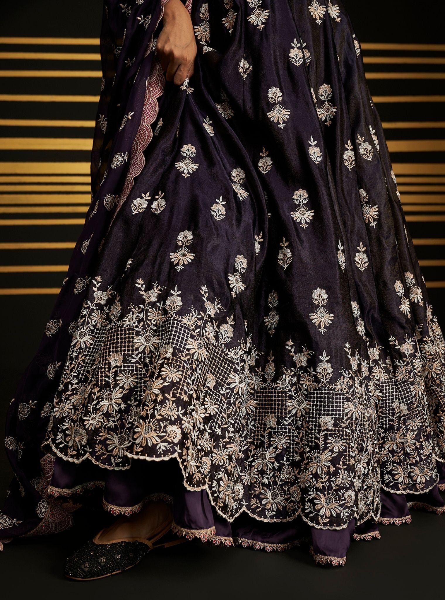 Mulmul Organza Sathi Purple Dupatta