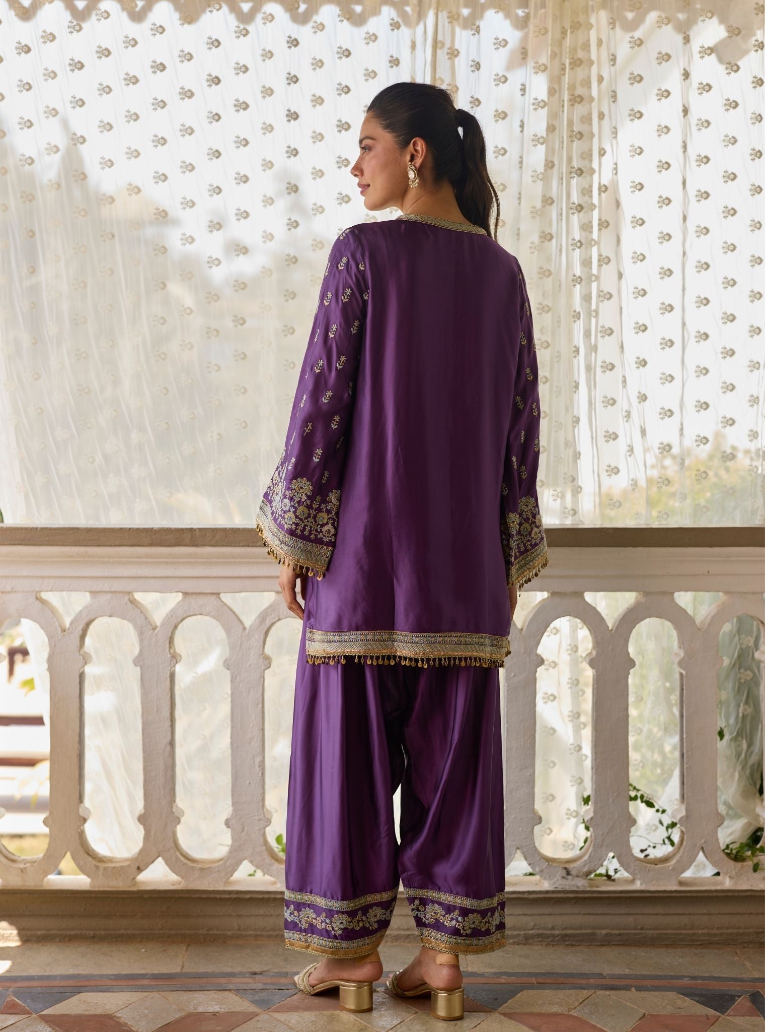 Pralika Bemberg Satin Purple Kurta Set