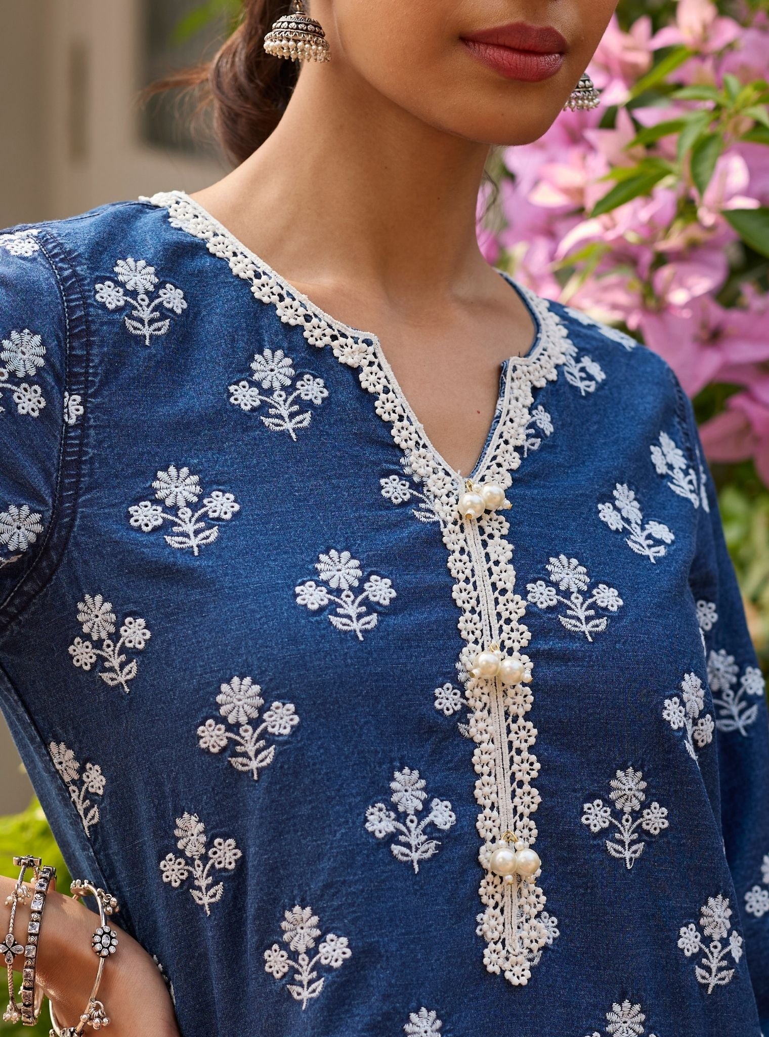 Bhairavi Denim Navy Kurta Set