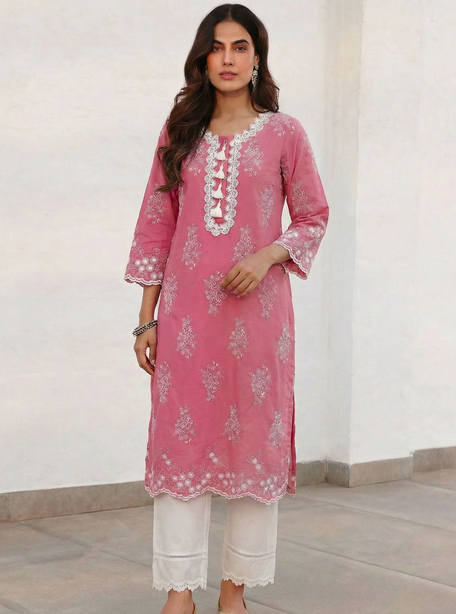 Perla Supima Cotton Dark Pink Kurta set