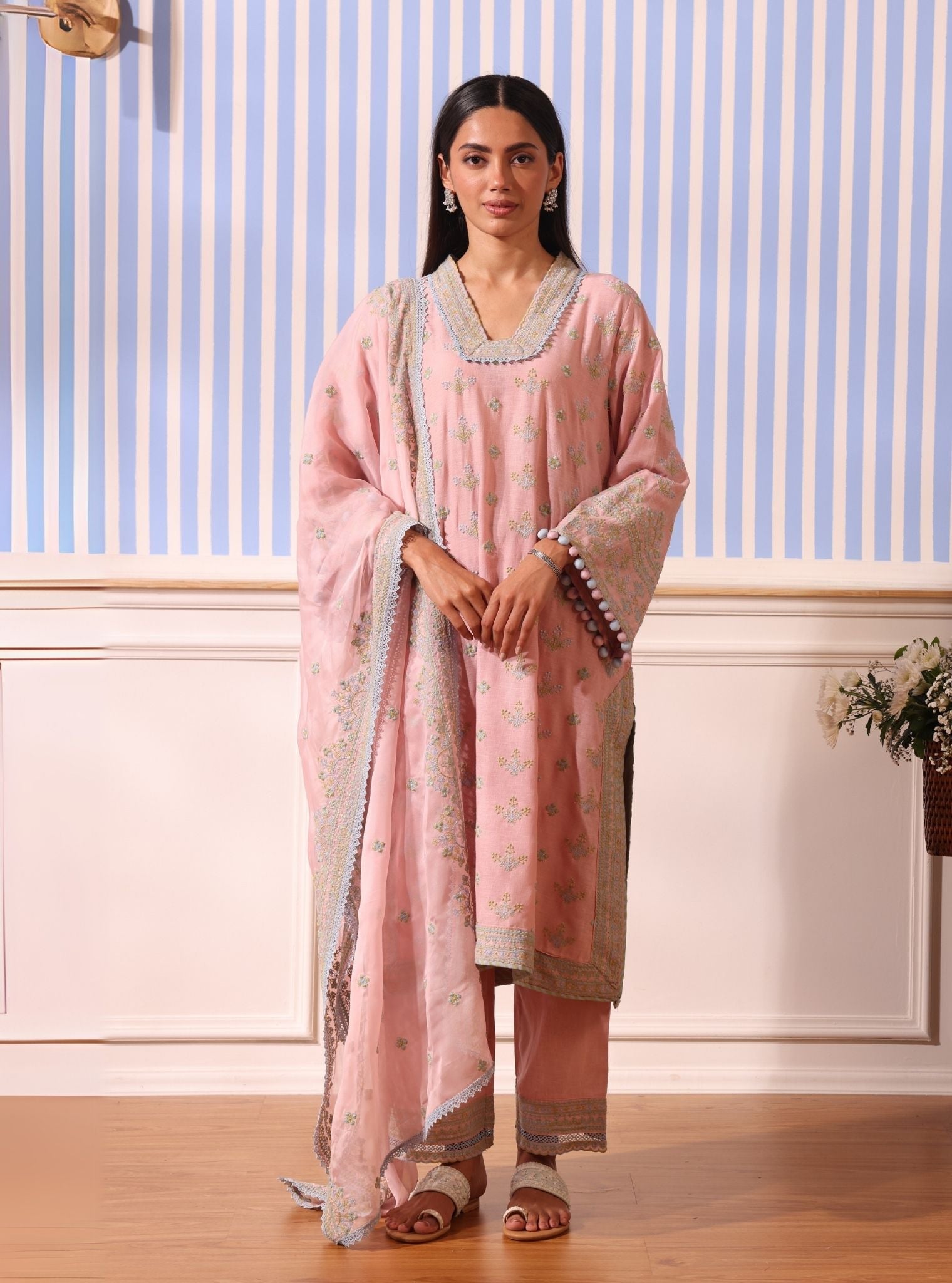 Mulmul Organza Shileh Pink Dupatta