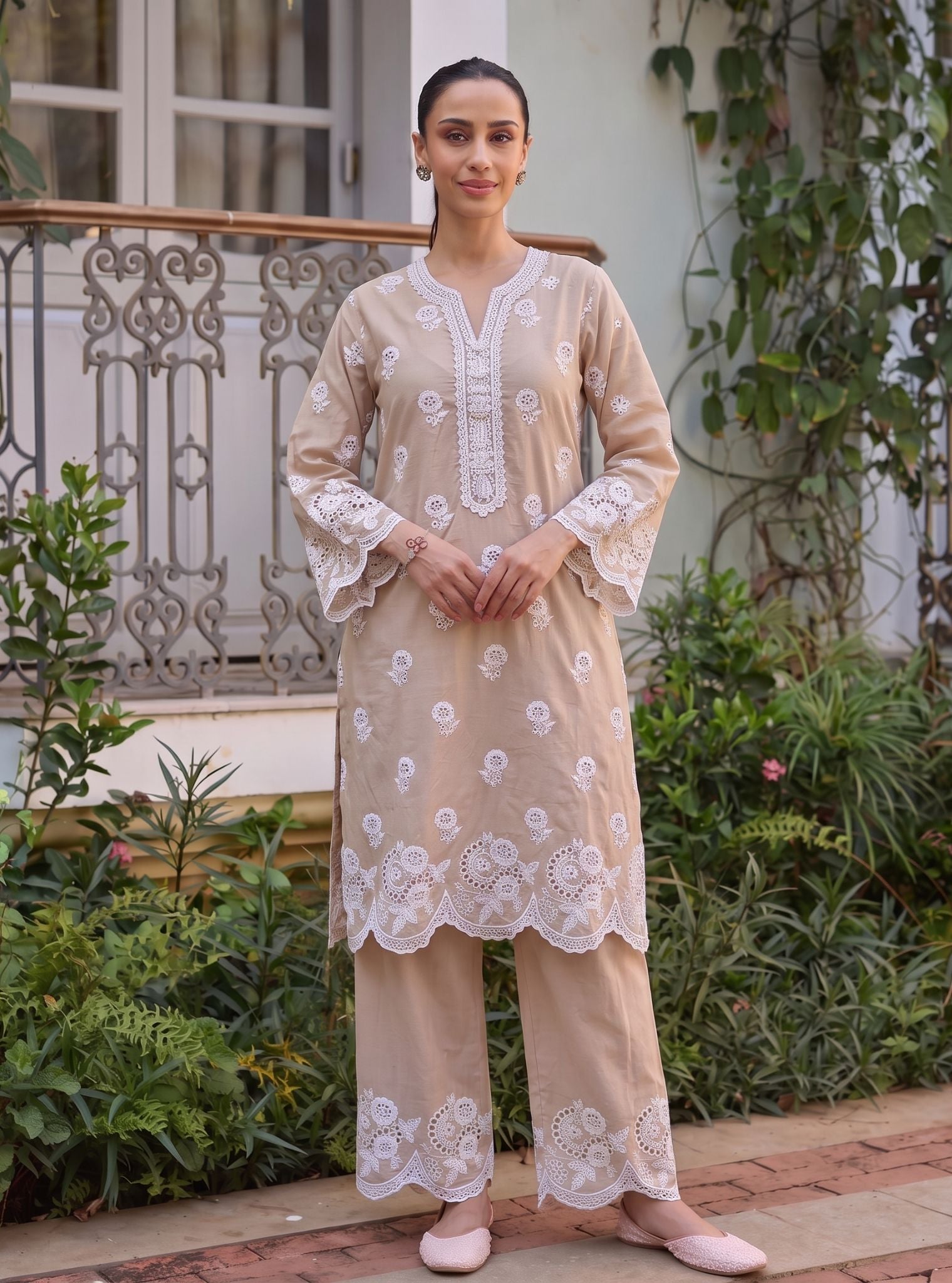 Avo Supima Cotton Beige Kurta Set
