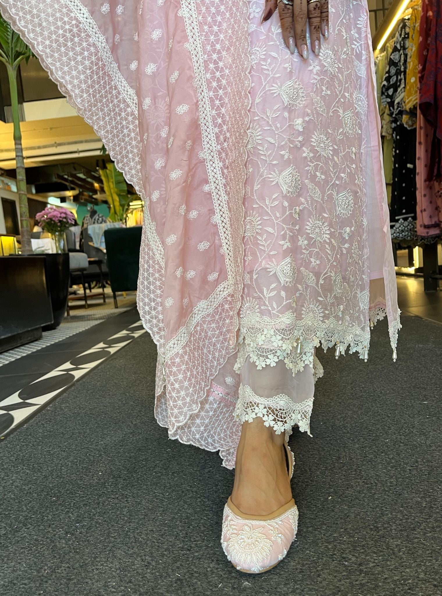 Hillary Organza Pink Kurta Set