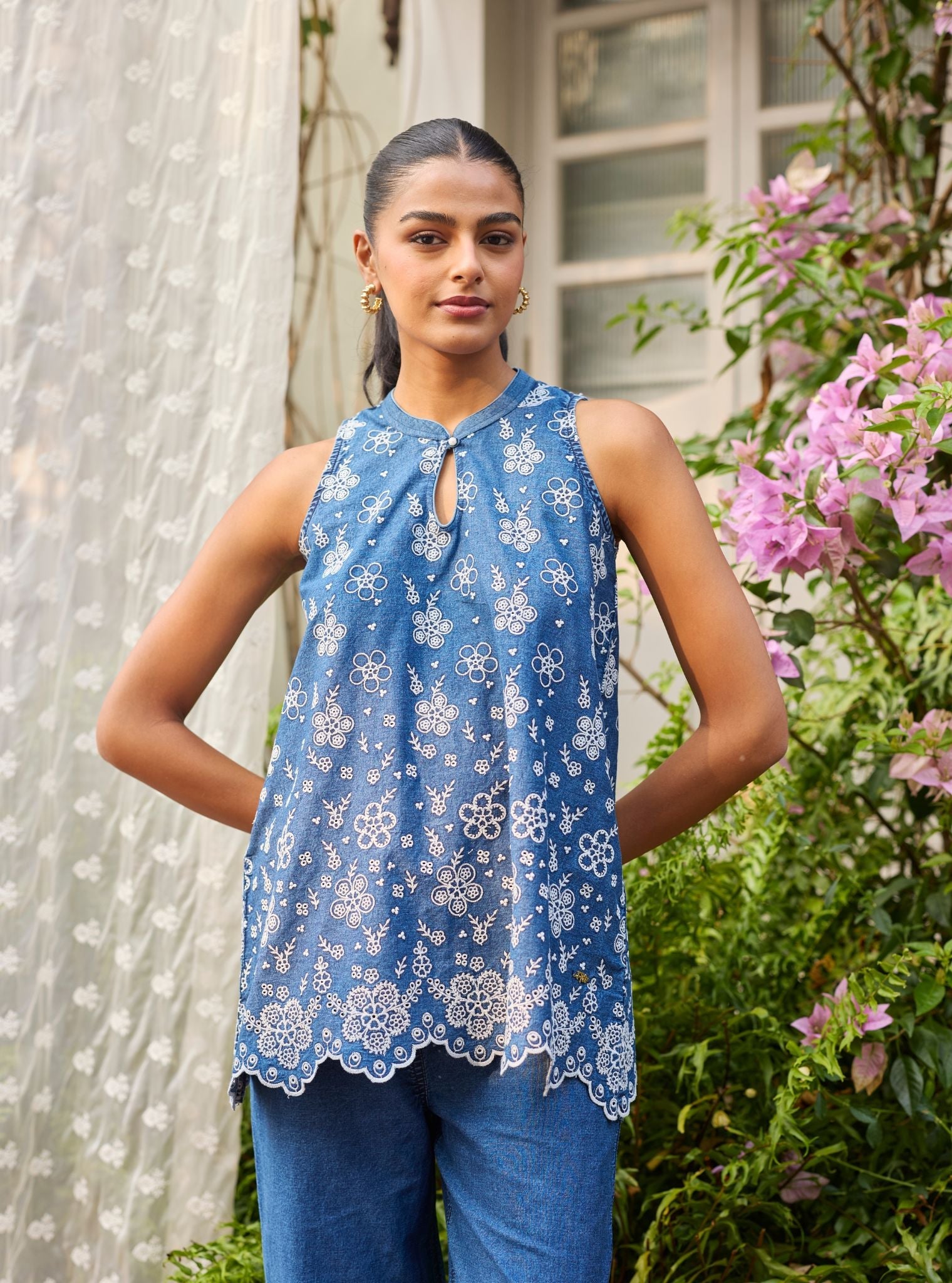 Dhvani Denim Top Set