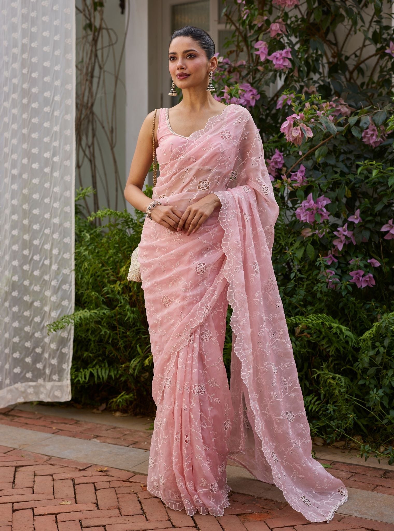 Roro Organza Pink Saree