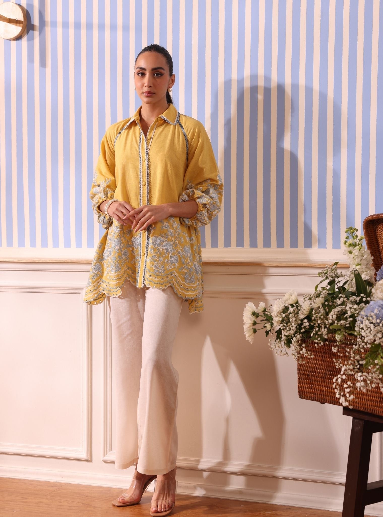 Mulmul Linen Paloma Yellow Shirt