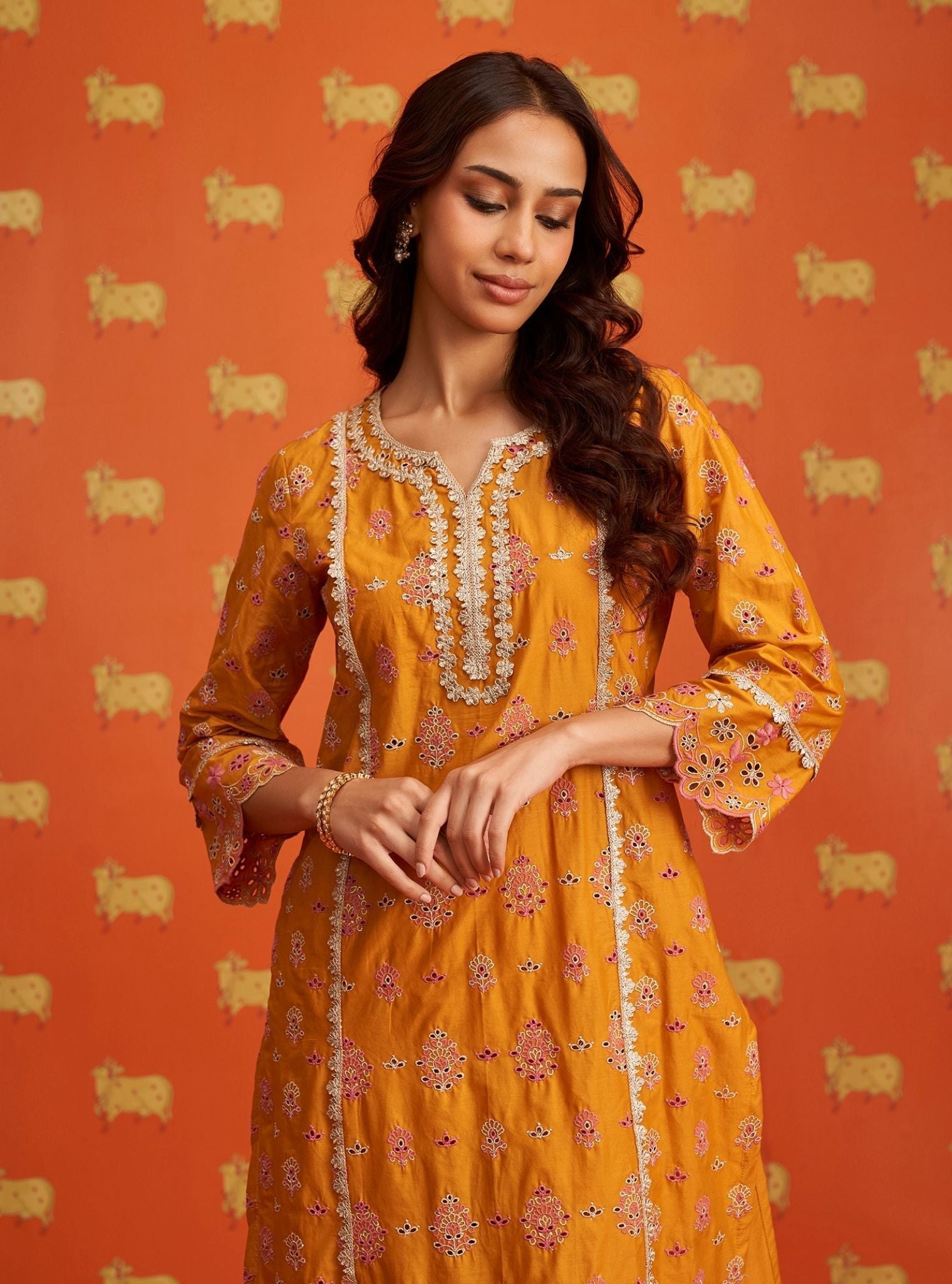 Lamai Supima Cotton Orange Kurta Set