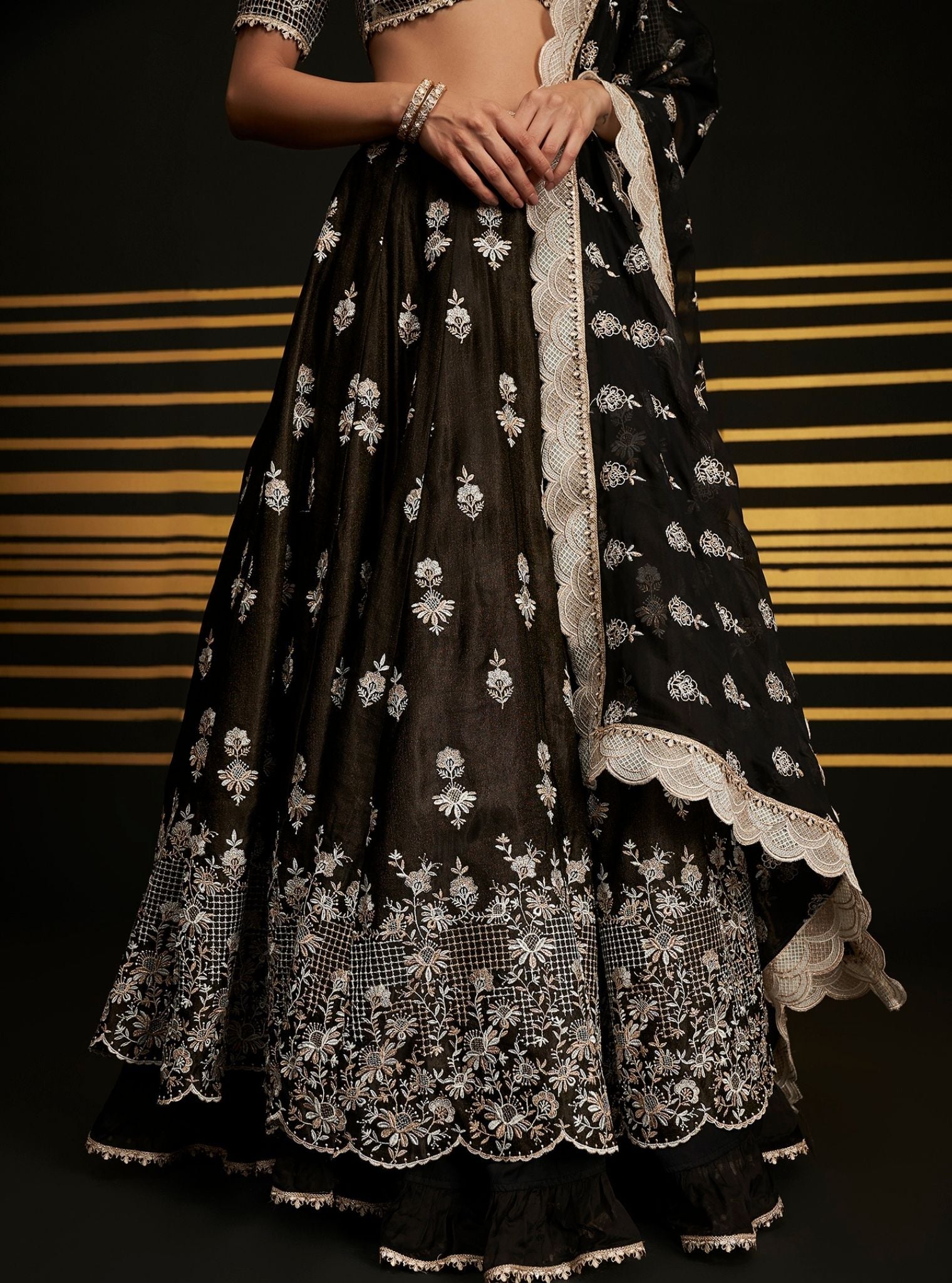 Sathi Luxe Tissue Black Lehenga