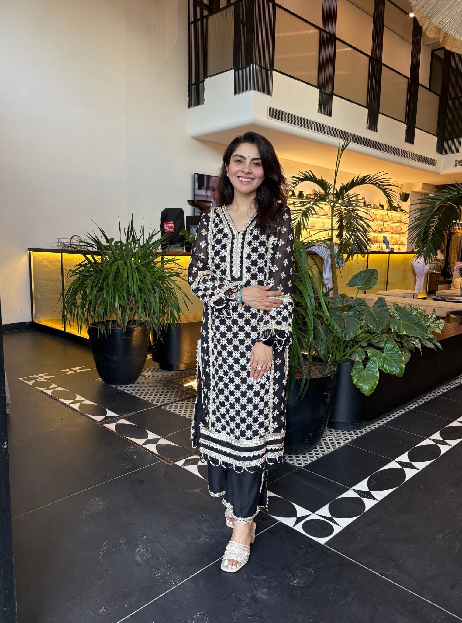 Citra Organza Black Kurta with Lira Black Pant Set