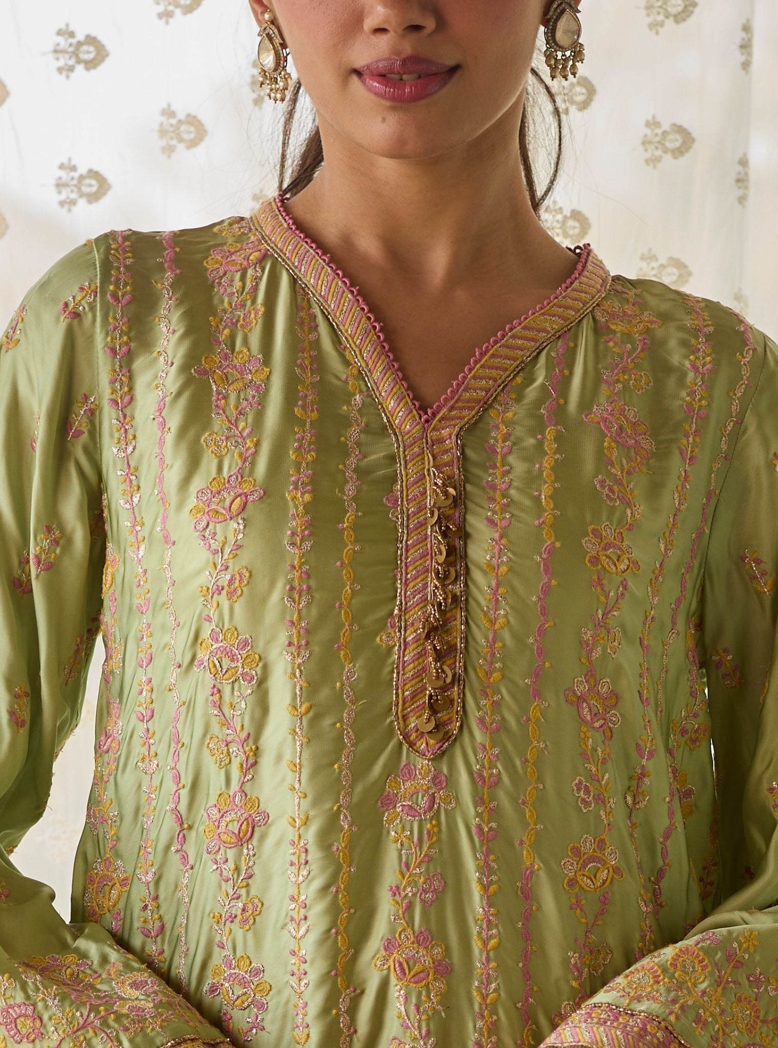 Pralika Bemberg Satin Green Kurta Set