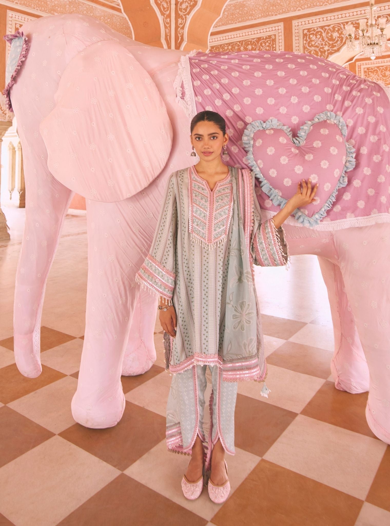 Mulmul Organza Printed Vanera Light Blue Dupatta