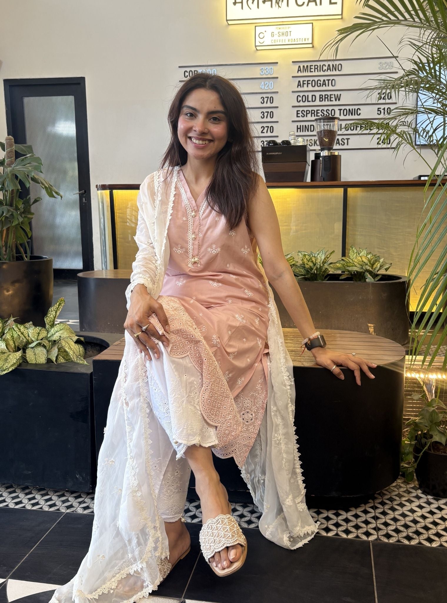 Kora Supima Cotton Dusty Pink Kurta Set