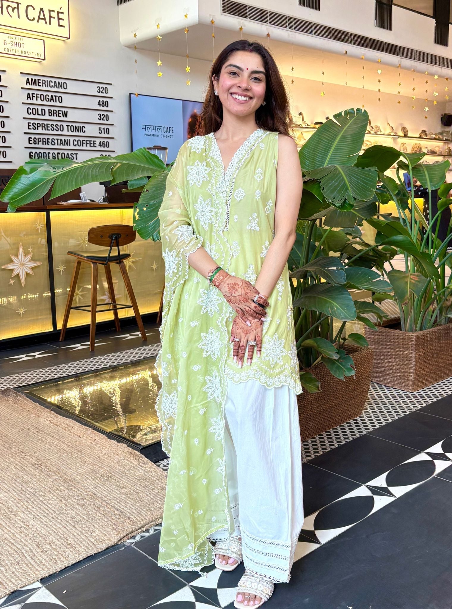 Zoa Supima Cotton Green Kurta with Farshi Salwar