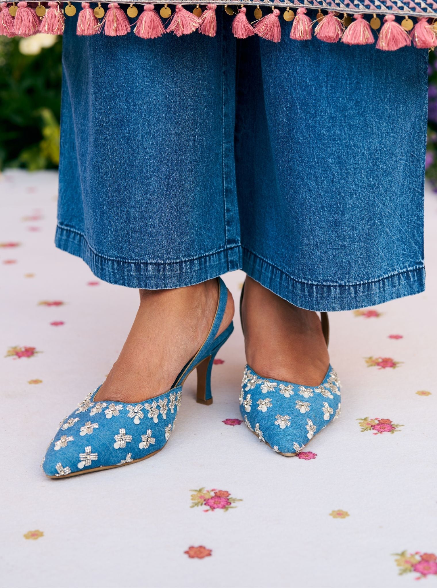 Iris Denim Vegan Pointy Heel