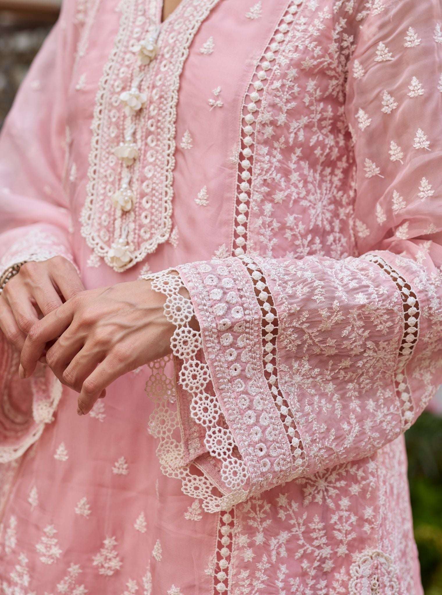 Meyo Organza Pink Kurta Set