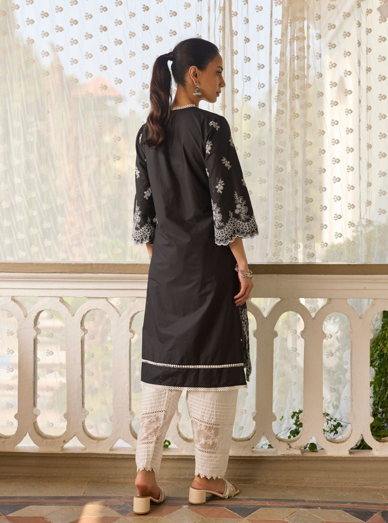 Moon Light Supima Cotton Black Kurta Set