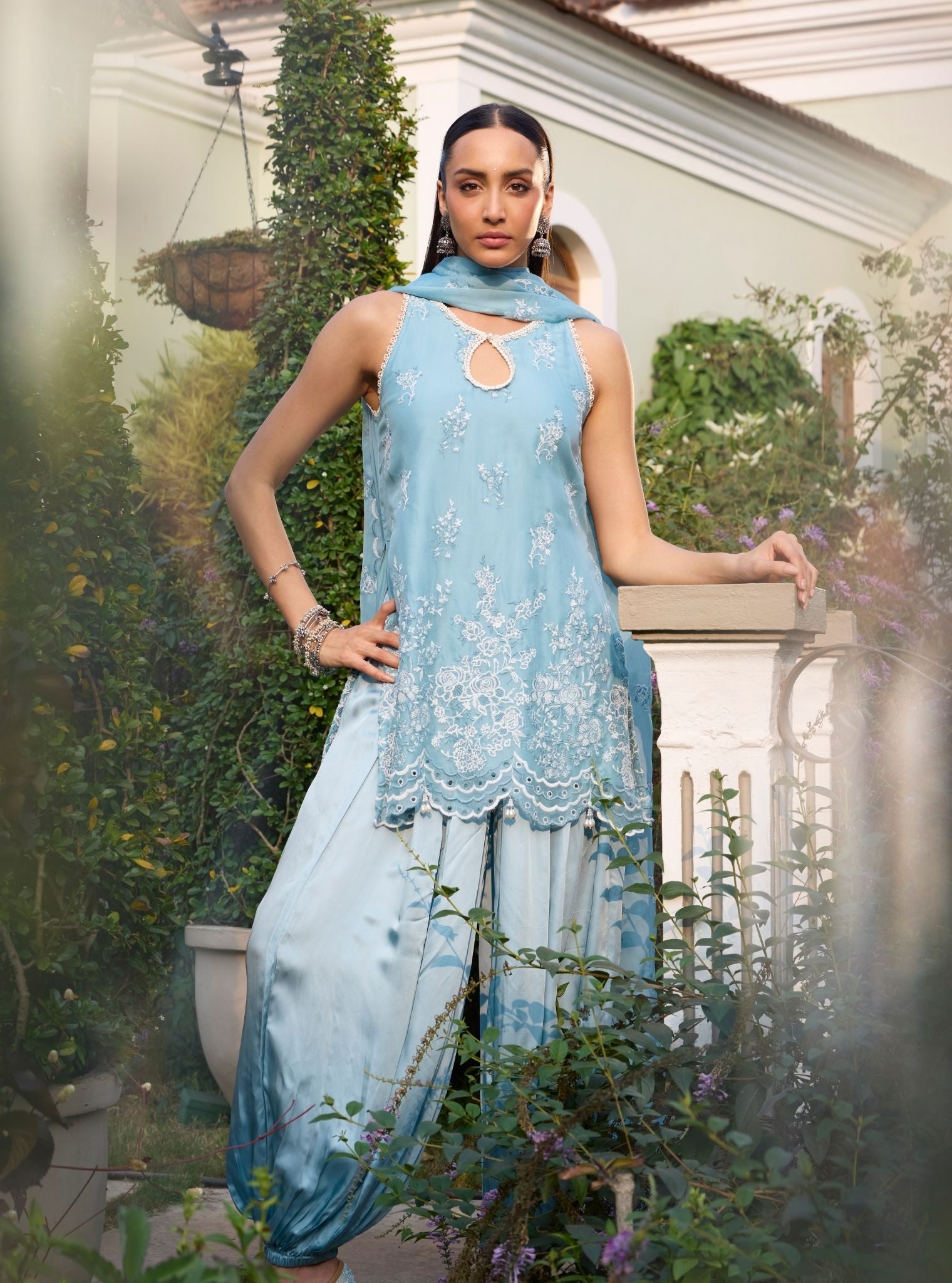 Nino Organza Sky Blue Kurta Set