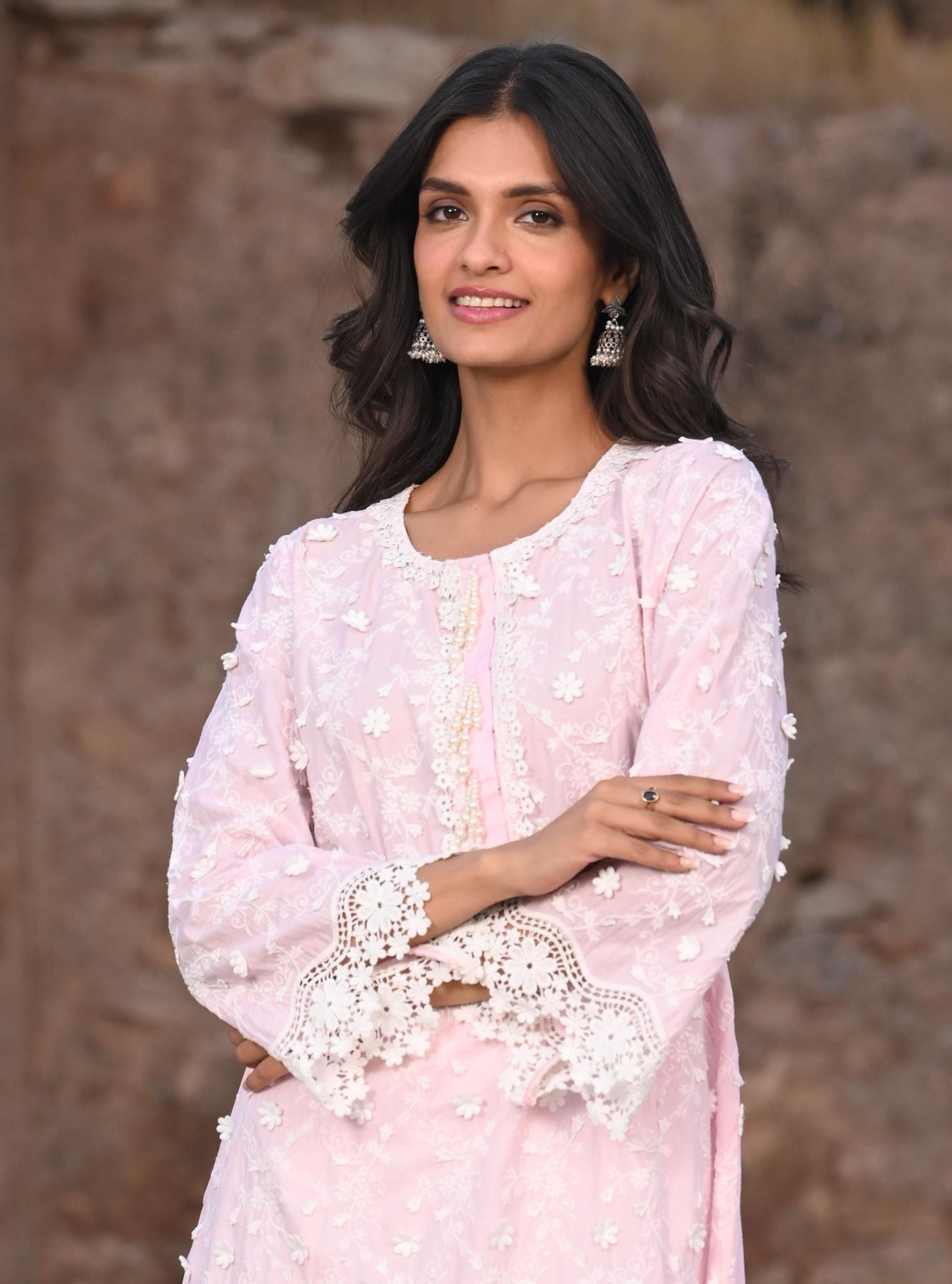 Mulmul Supima Cotton Baybreeze pink Kurta