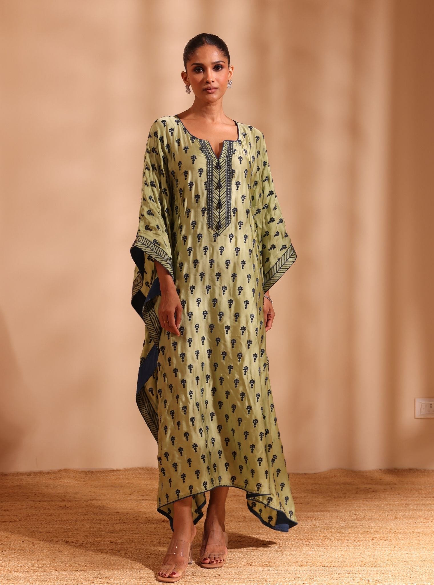 Niti Cupro Satin Green Kaftan