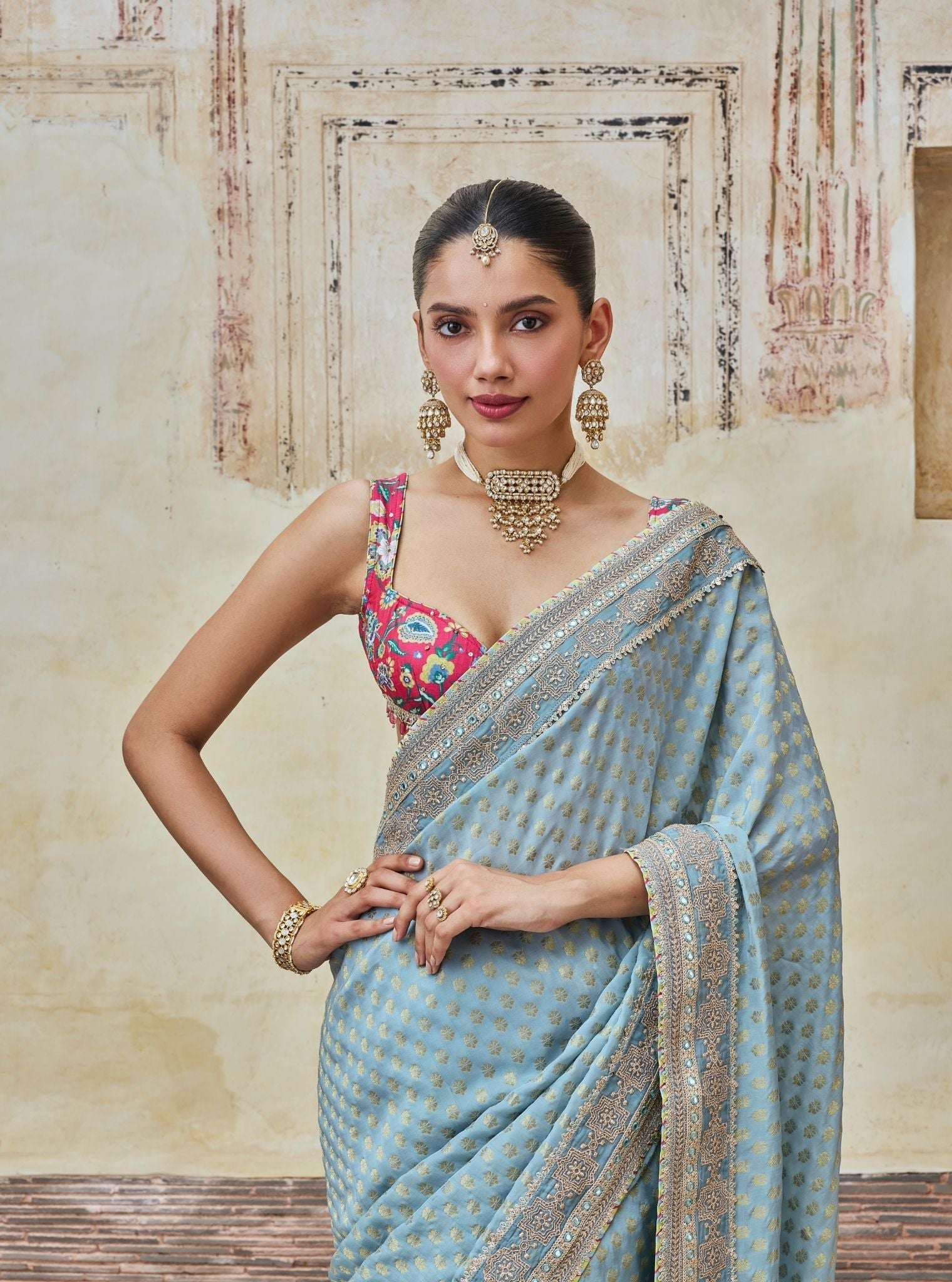 Sanjali Banarasi Blue Saree