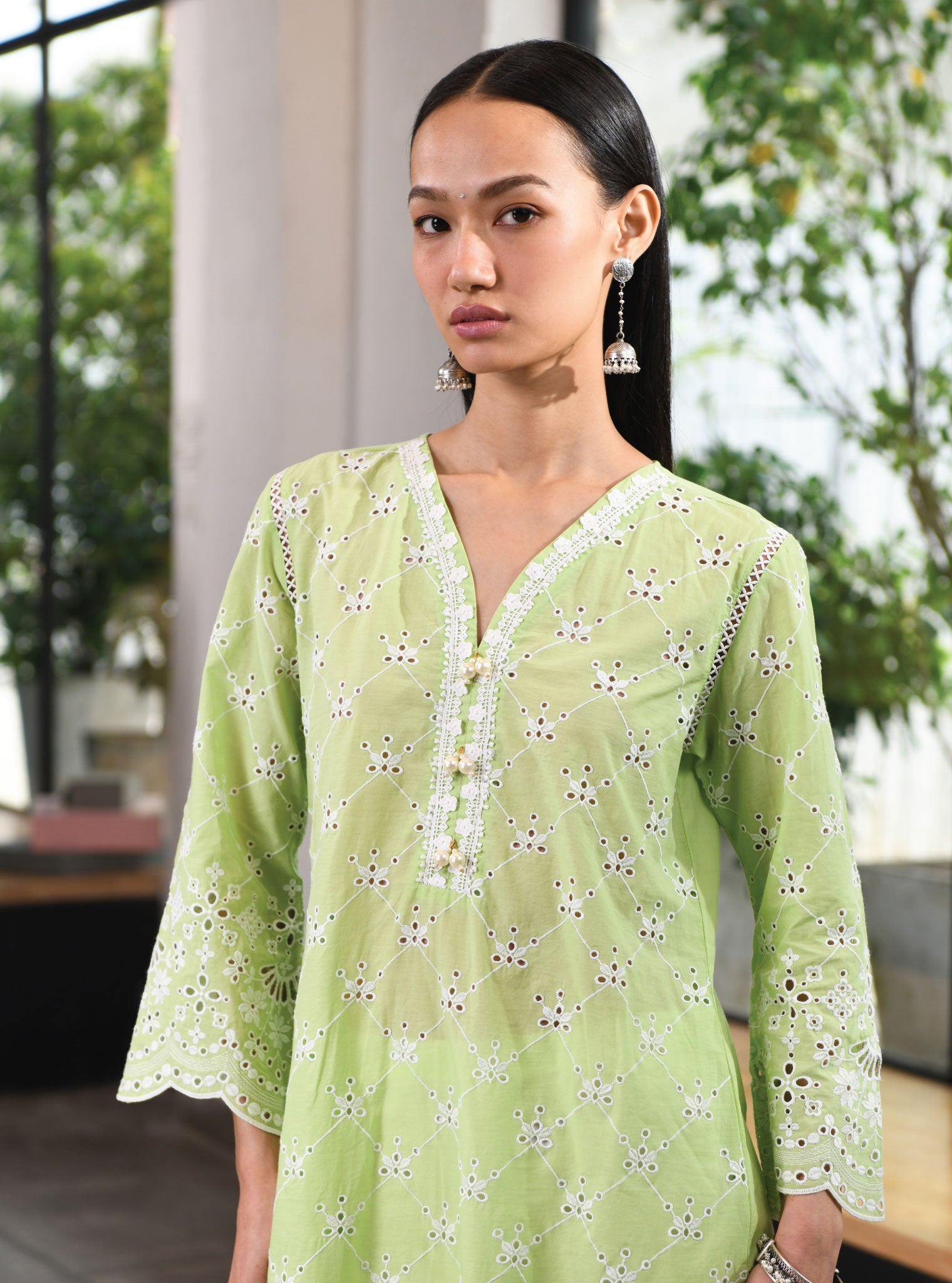 Mulmul Supima Cotton Perth Green Kurta