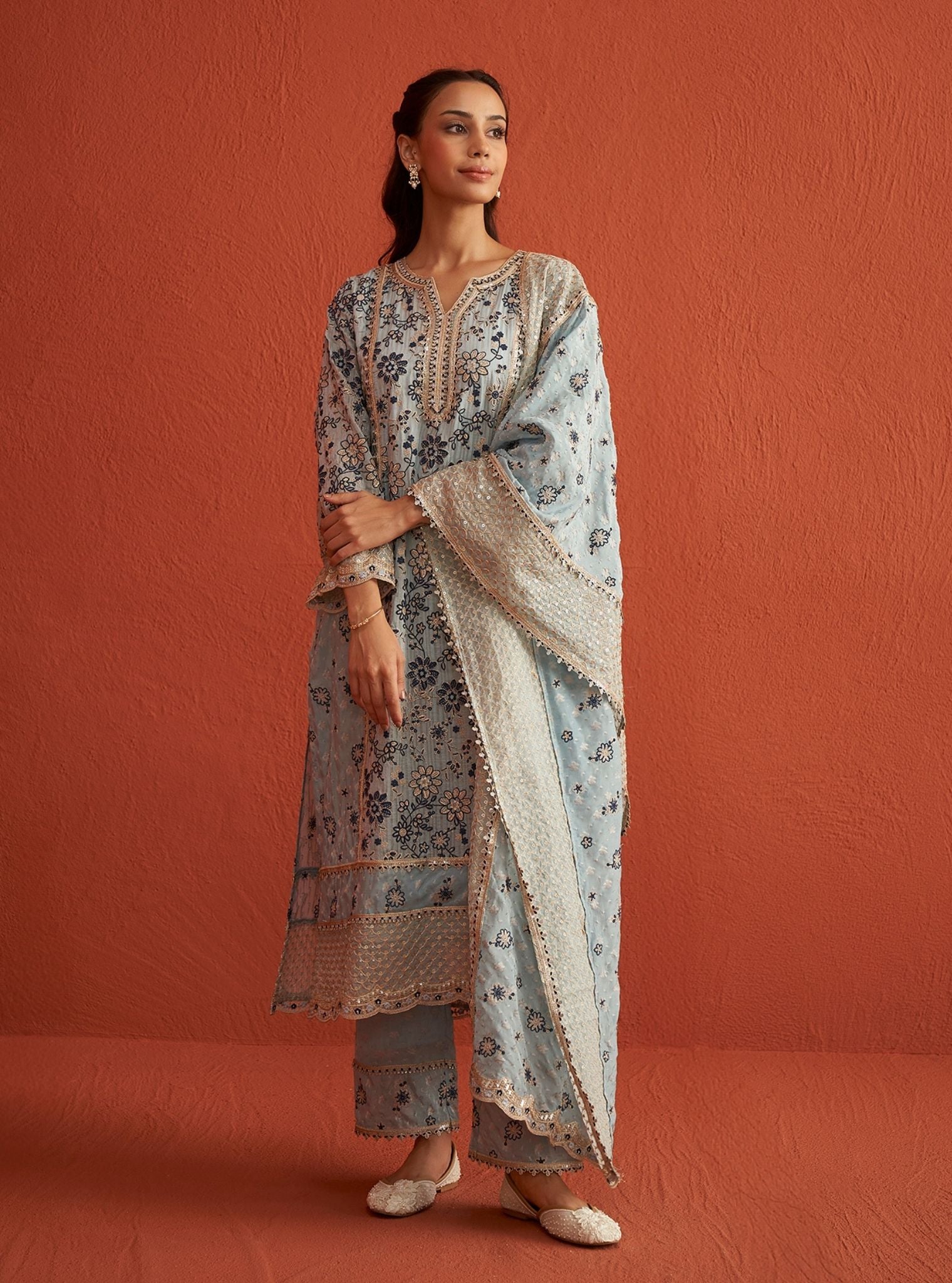 Lalisa Banarsi Light Blue Kurta Set