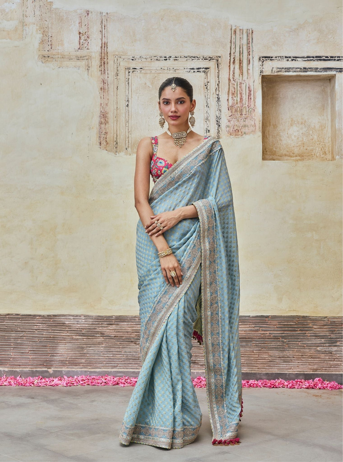 Sanjali Banarasi Blue Saree