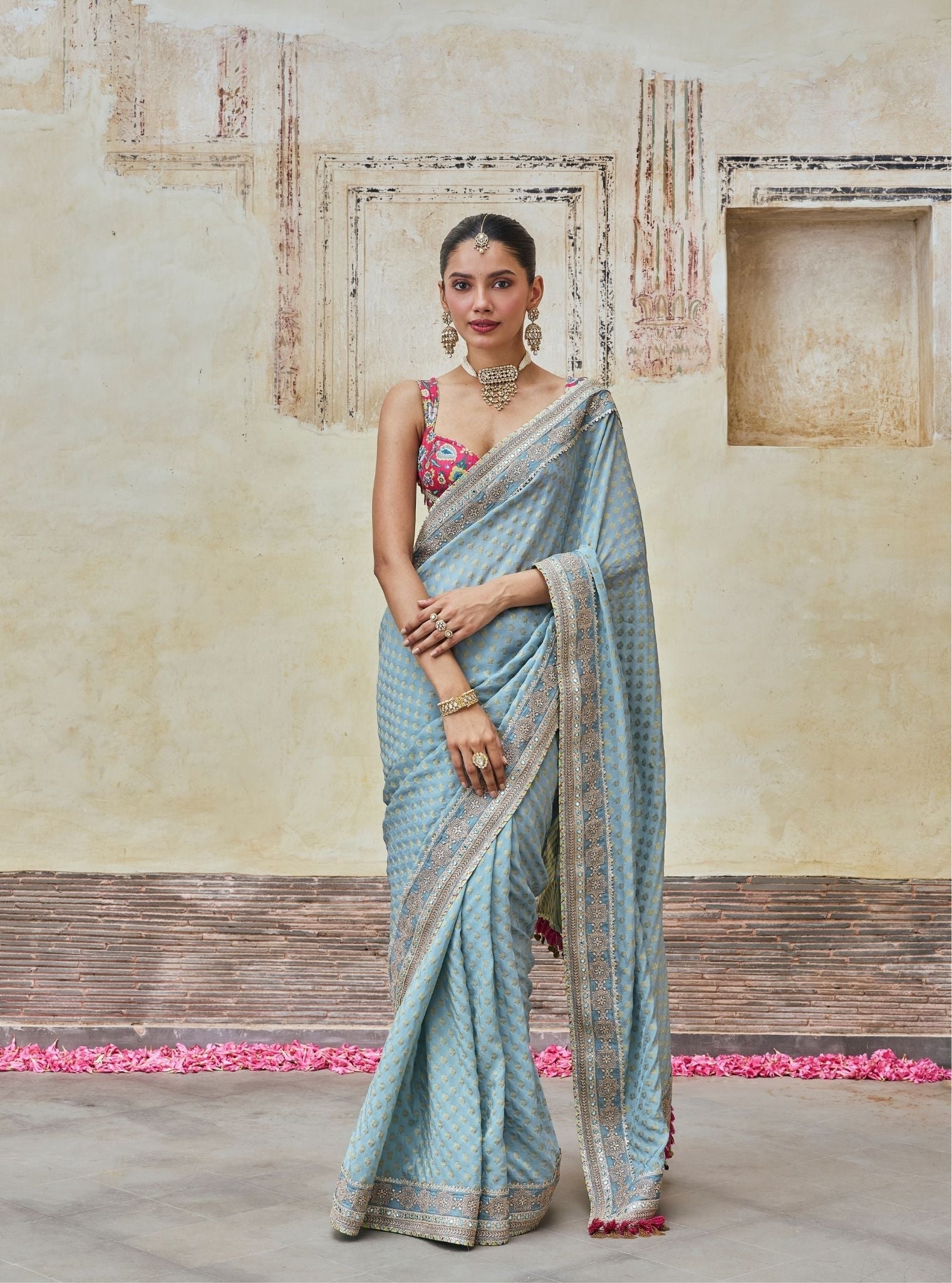Sanjali Banarasi Blue Saree