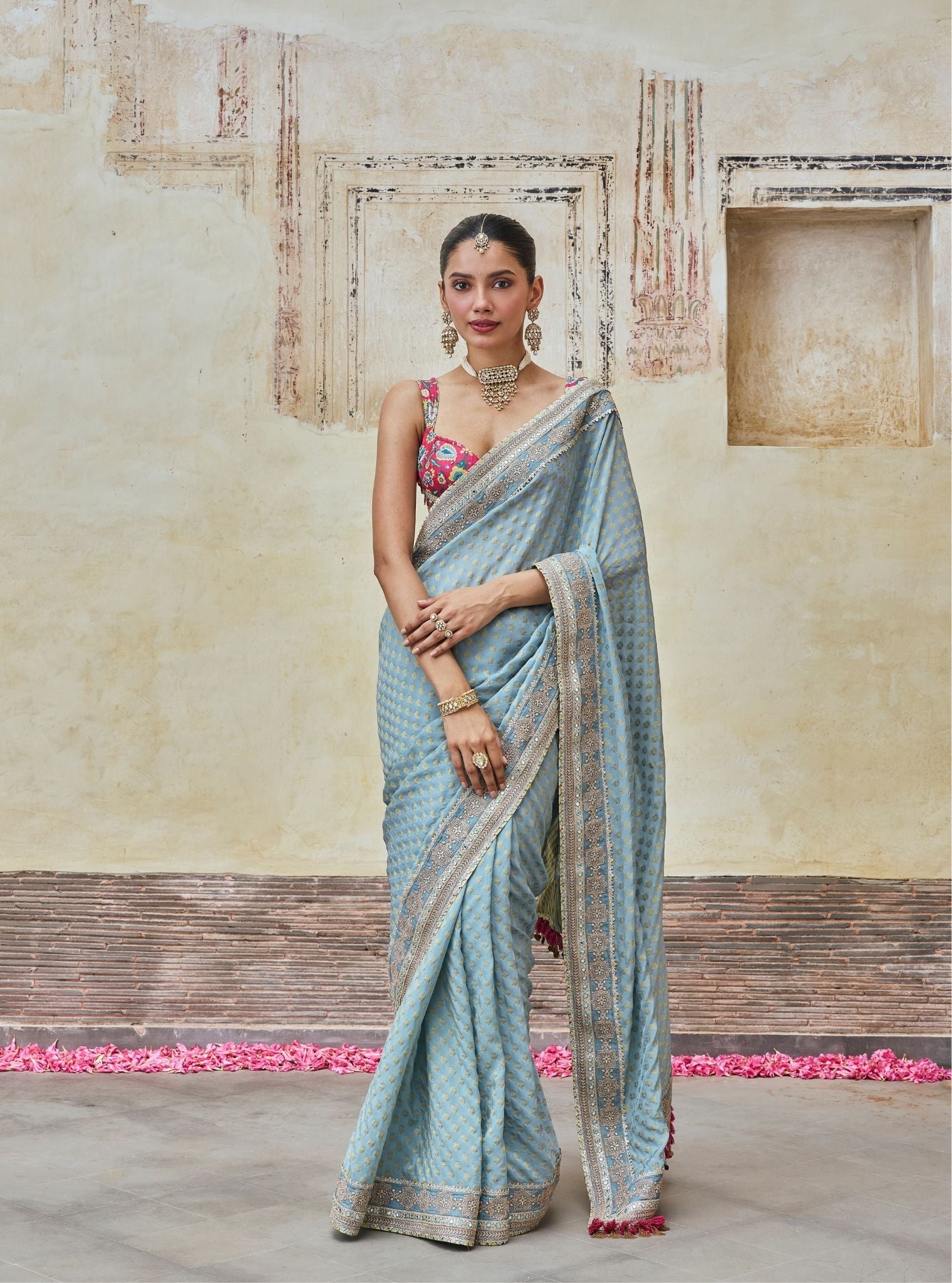 Sanjali Banarasi Blue Saree