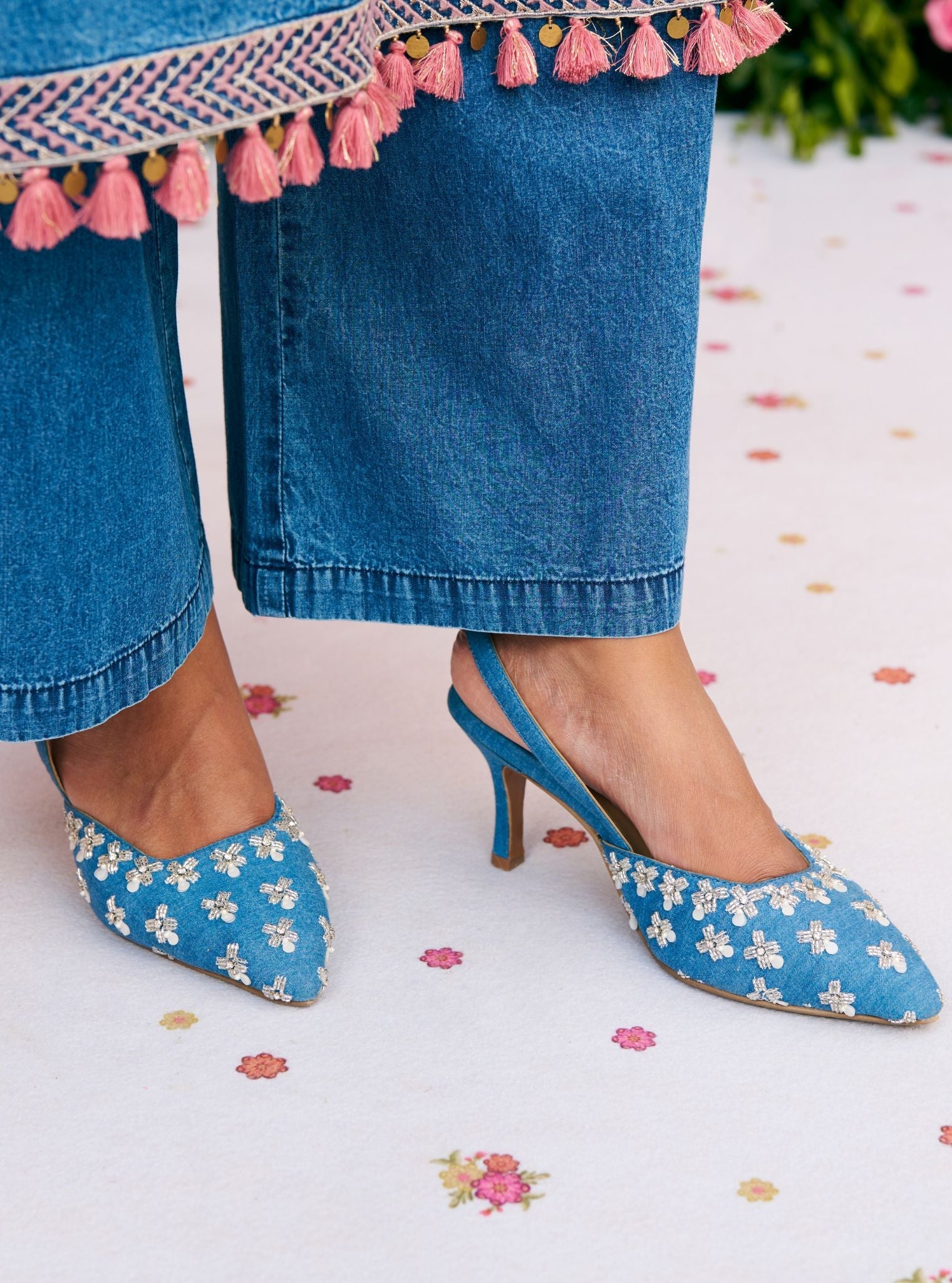 Iris Denim Vegan Pointy Heel