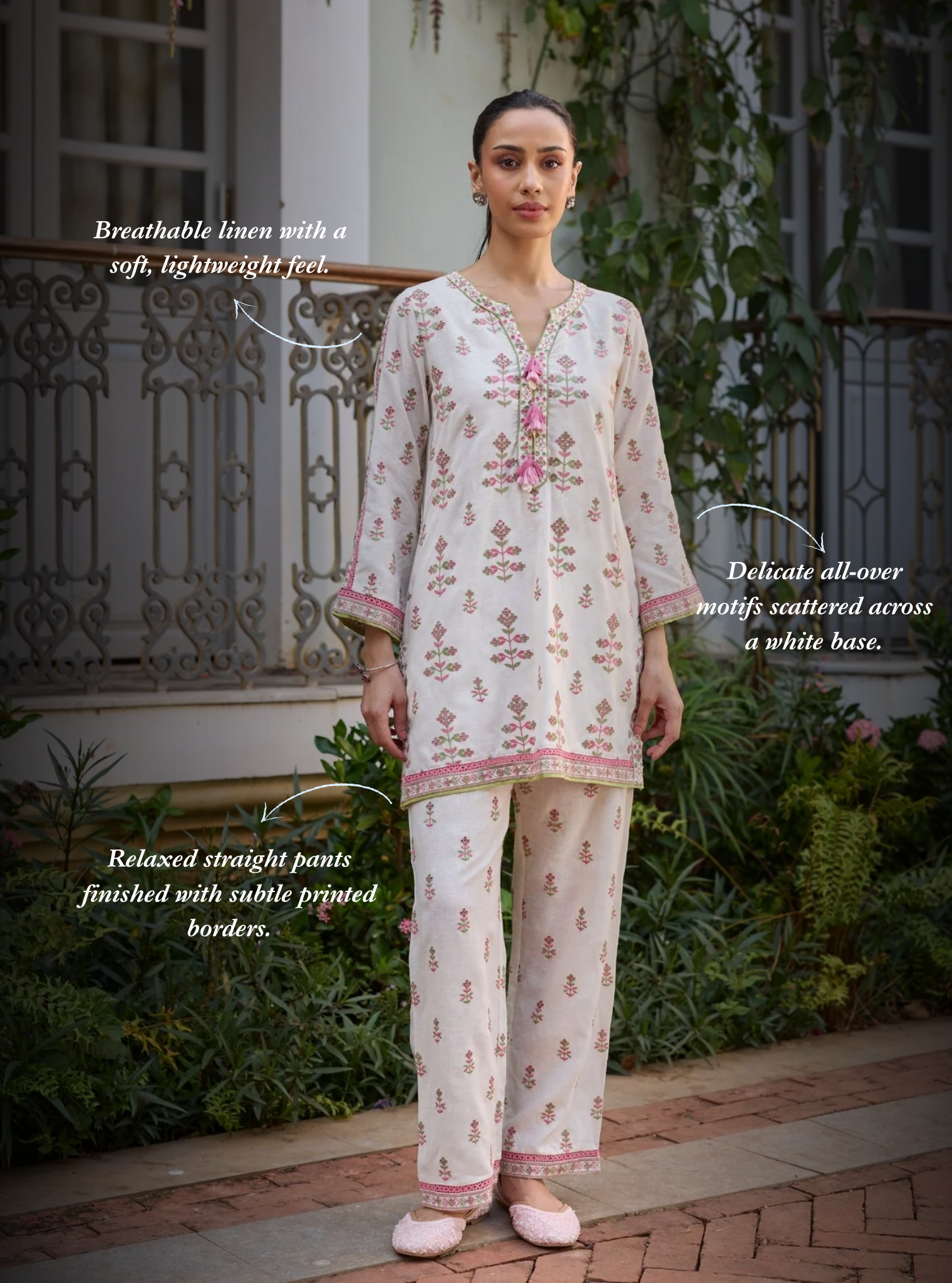 Zano Linen Off White Kurta Set