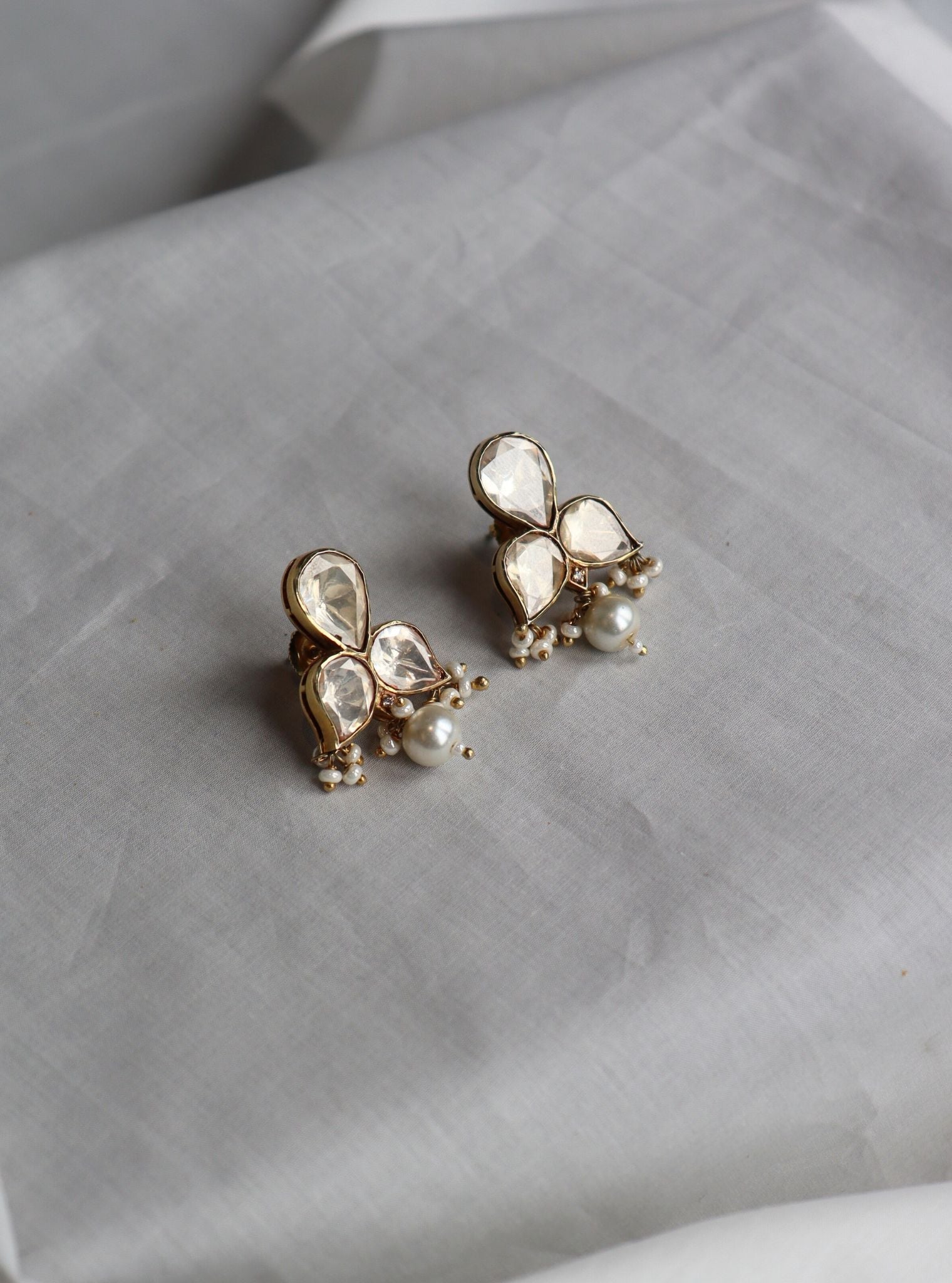 Pure Silver Drishti White Earring