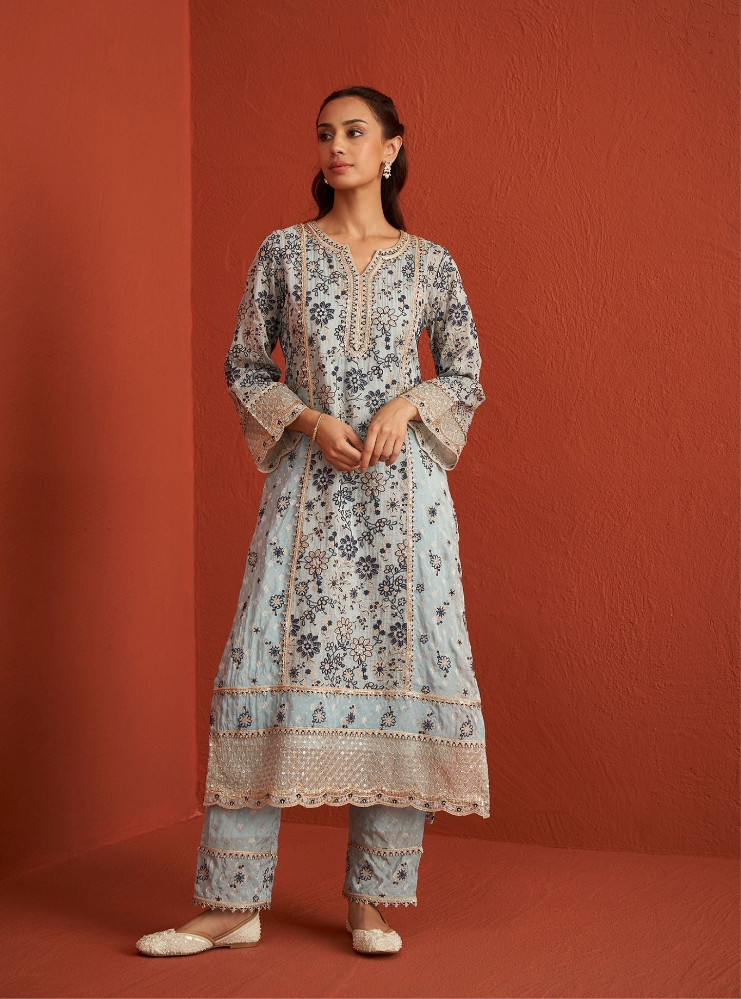Lalisa Banarsi Light Blue Kurta Set