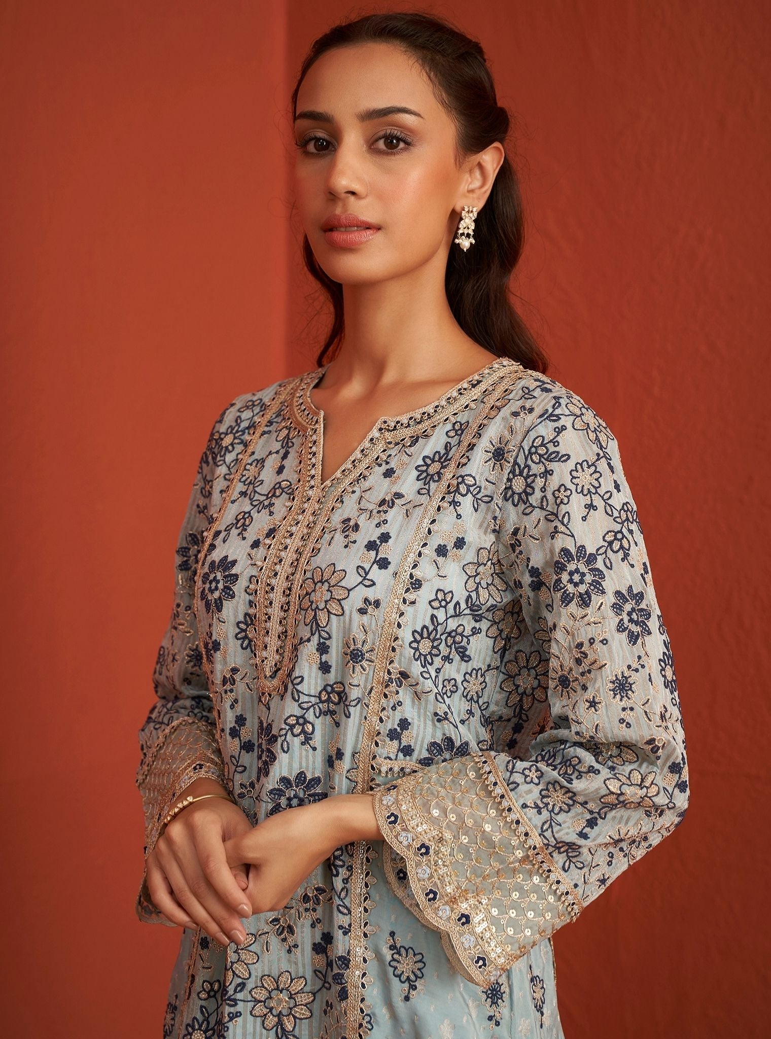 Lalisa Banarsi Light Blue Kurta Set