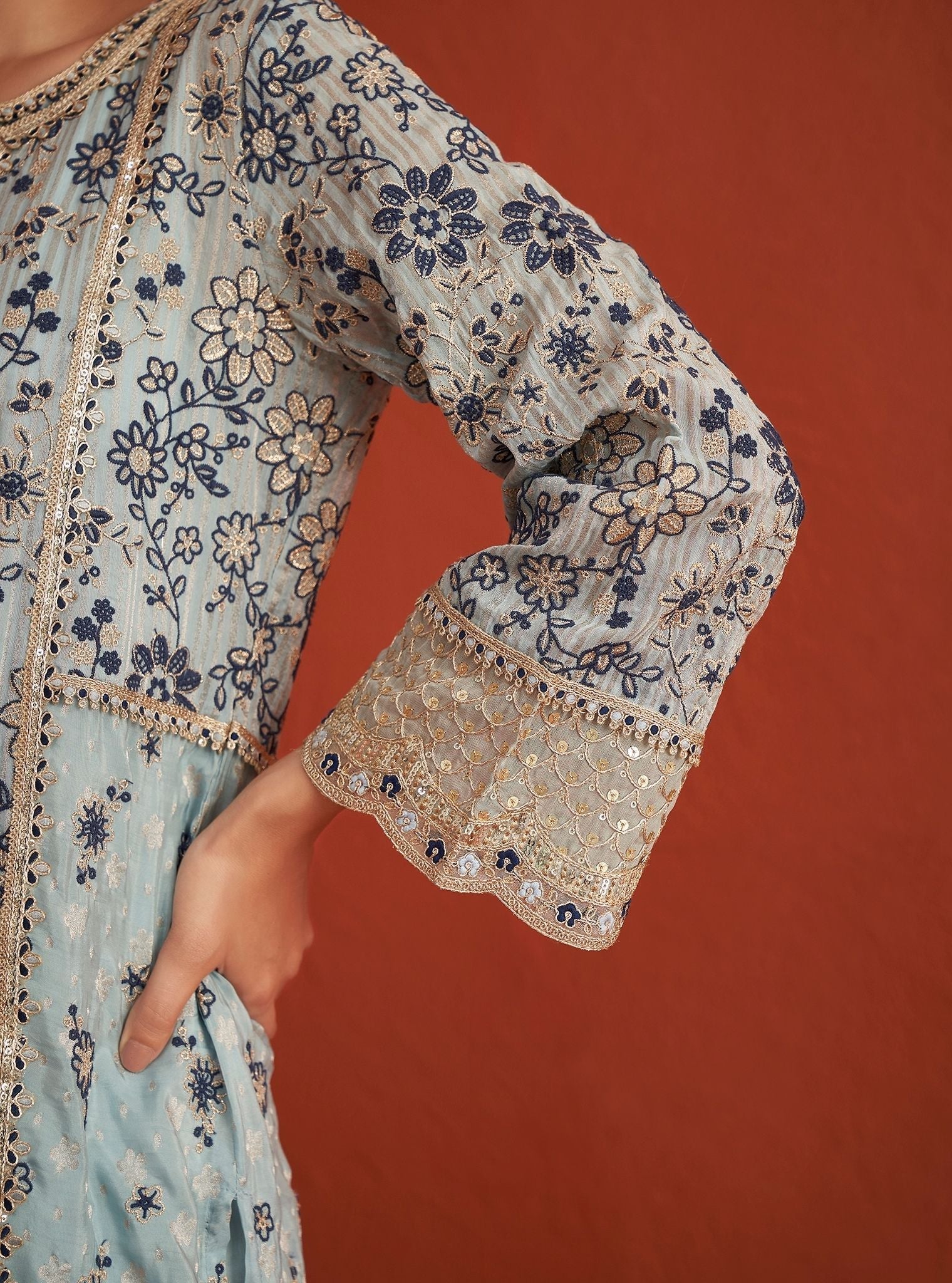 Lalisa Banarsi Light Blue Kurta Set