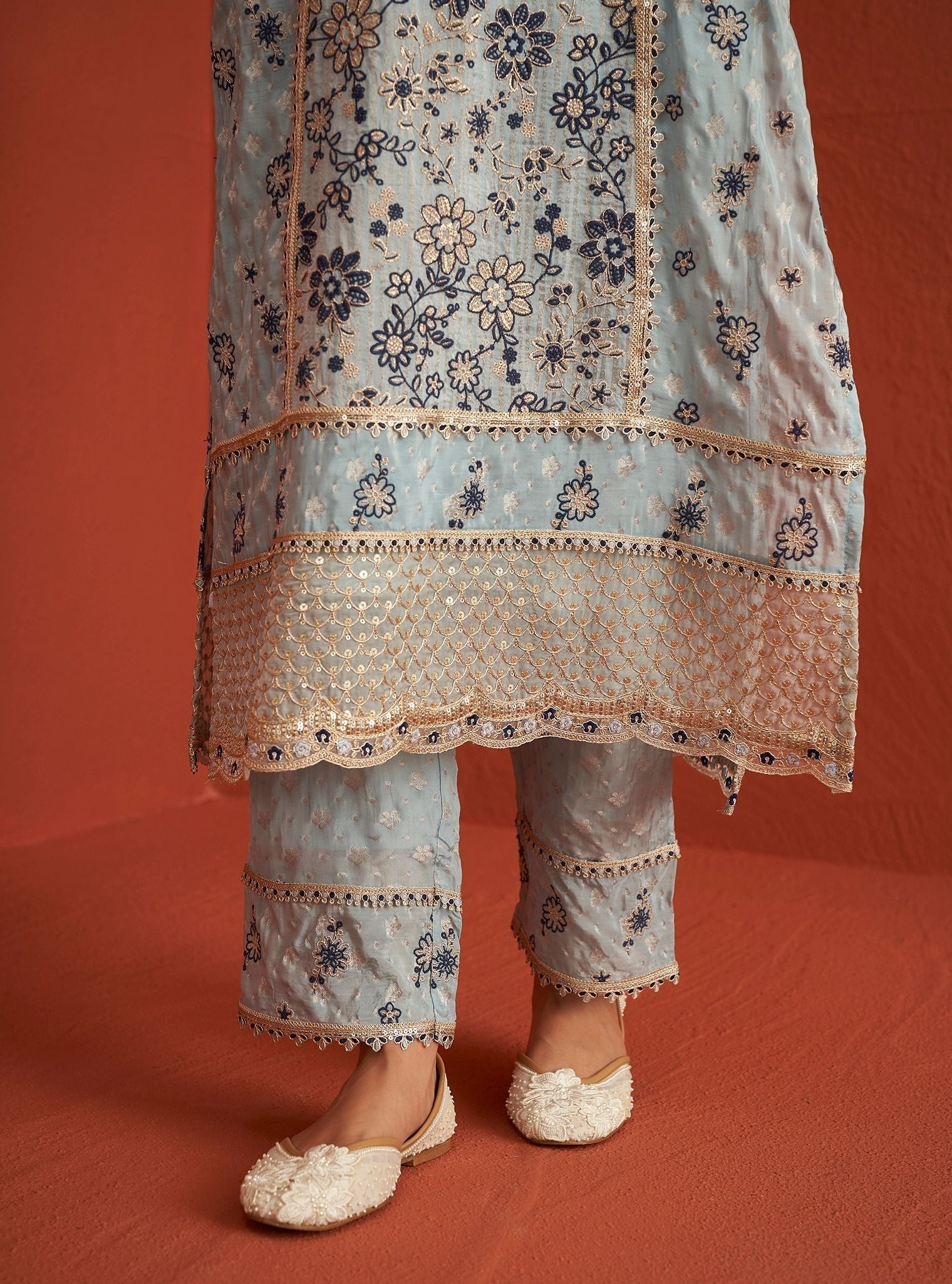 Lalisa Banarsi Light Blue Kurta Set